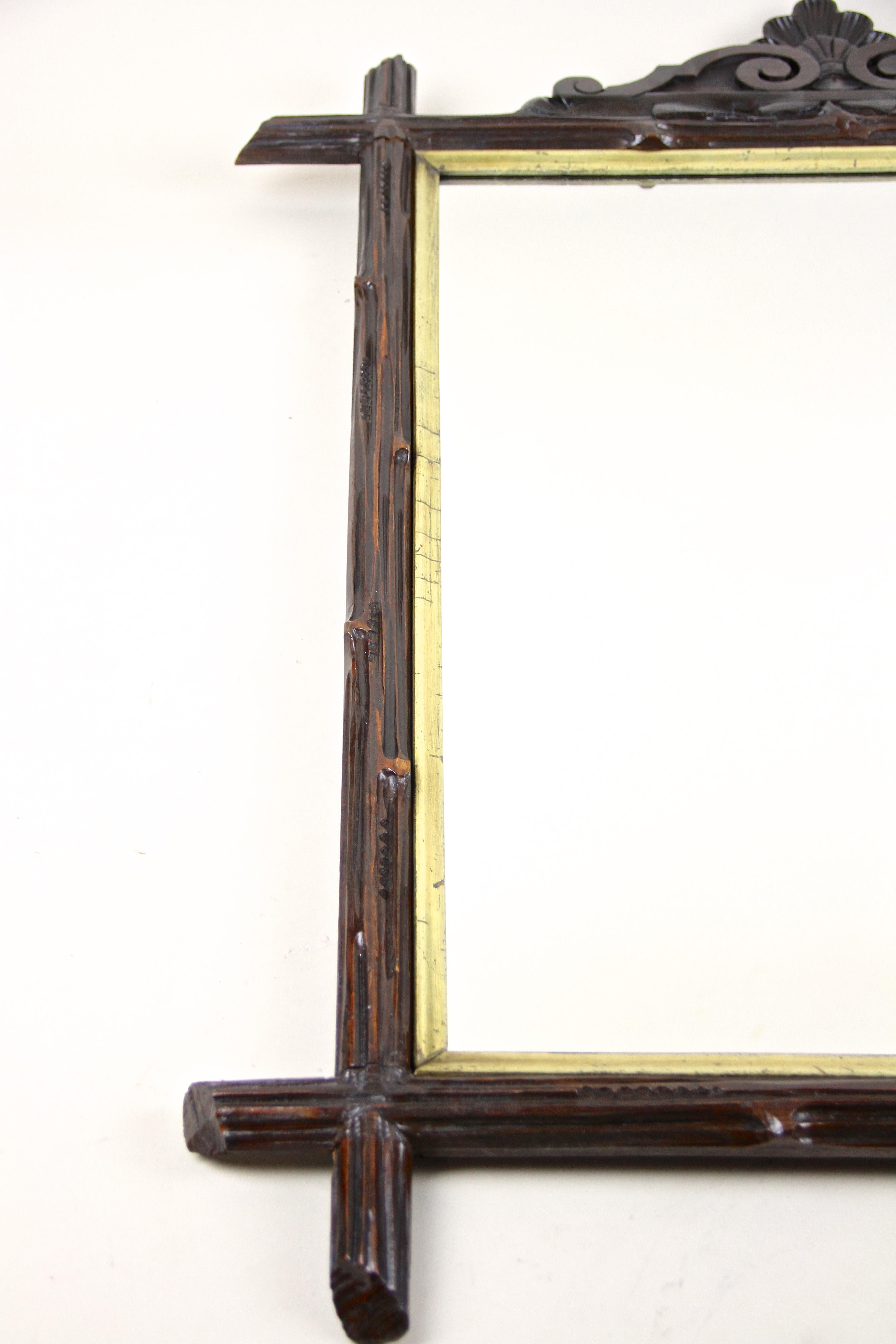 Black Forest Rustic Wall Mirror Bass Wood, Austria, circa 1880 For Sale 7