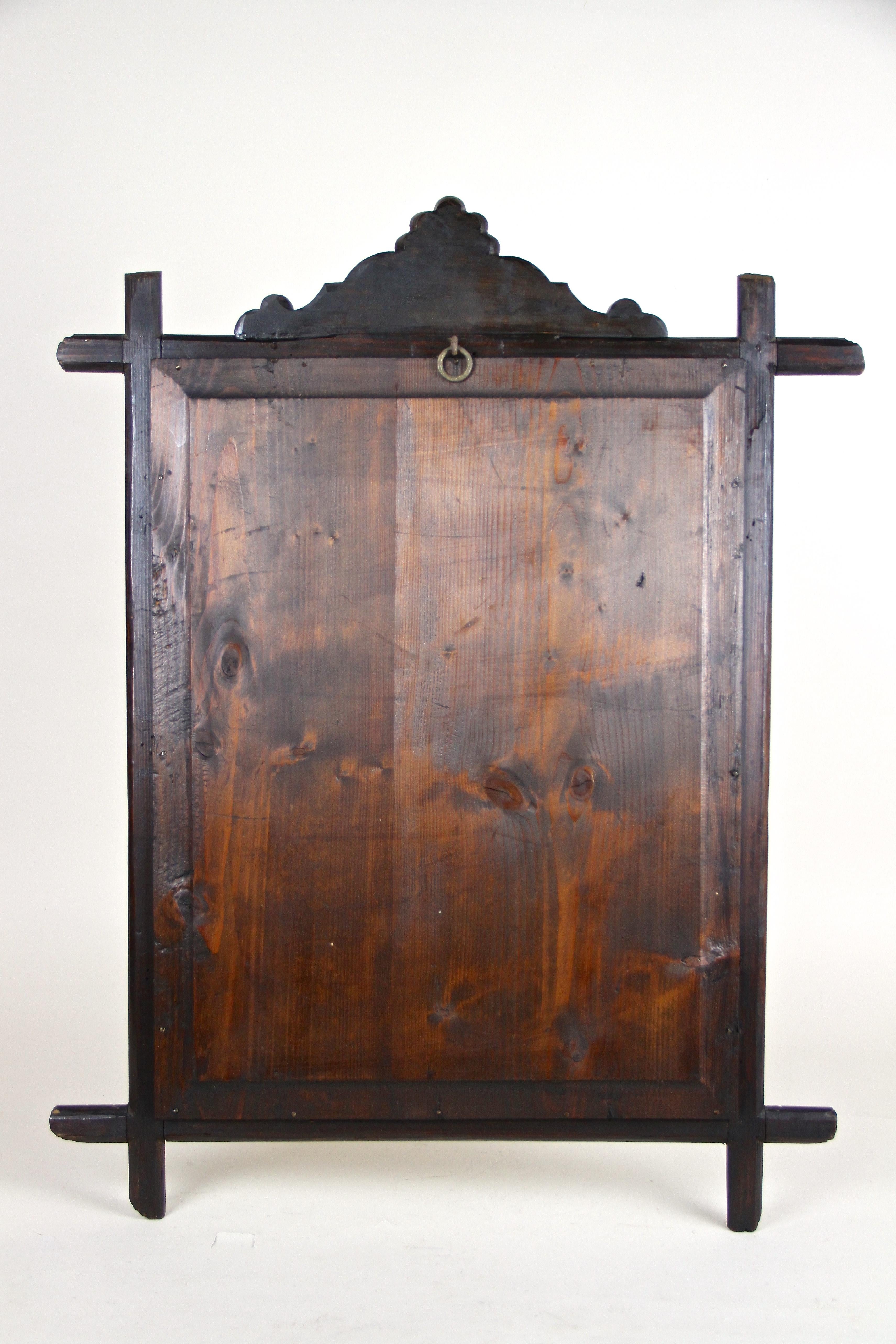 Black Forest Rustic Wall Mirror Bass Wood, Austria, circa 1880 For Sale 9
