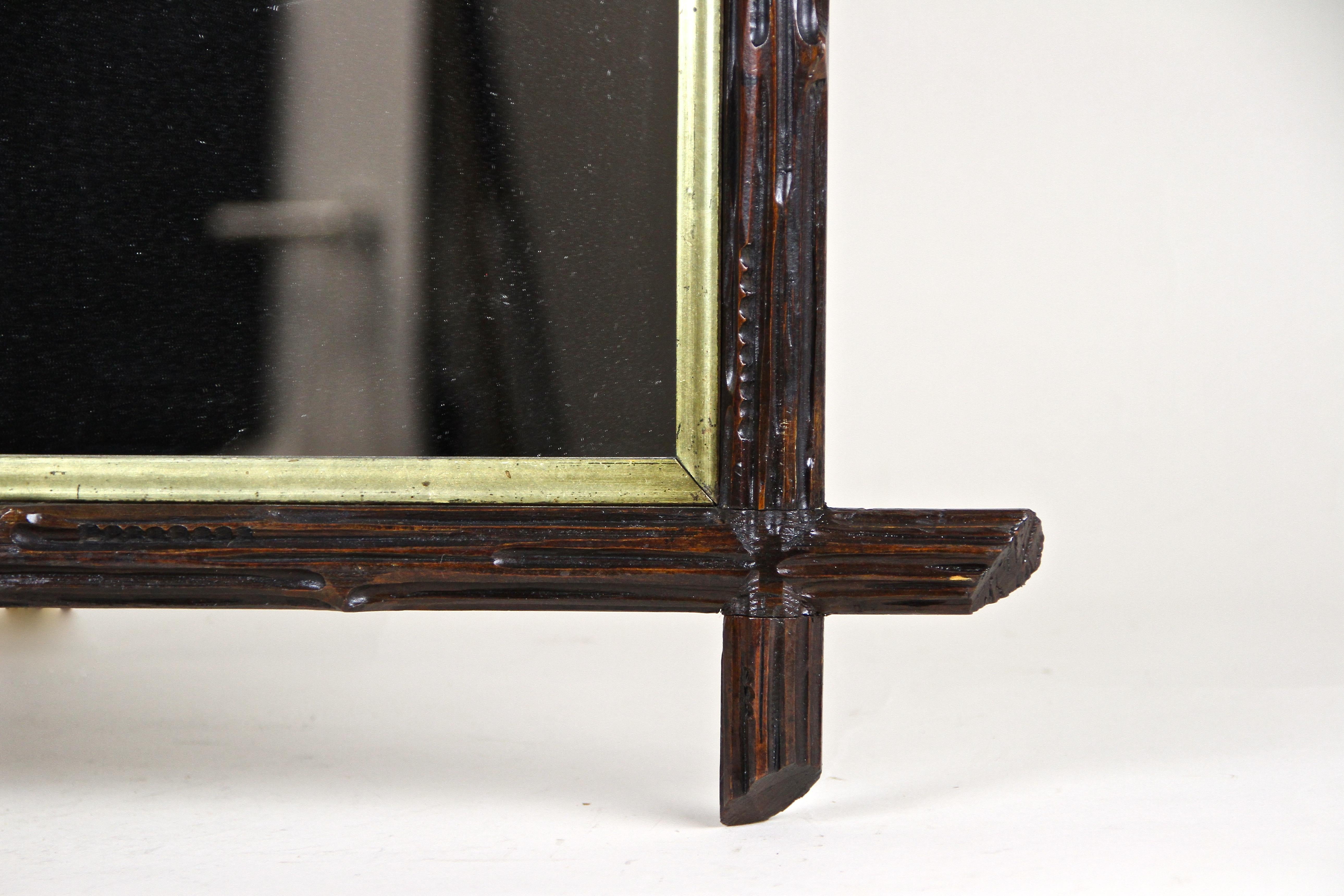 Black Forest Rustic Wall Mirror Bass Wood, Austria, circa 1880 For Sale 1