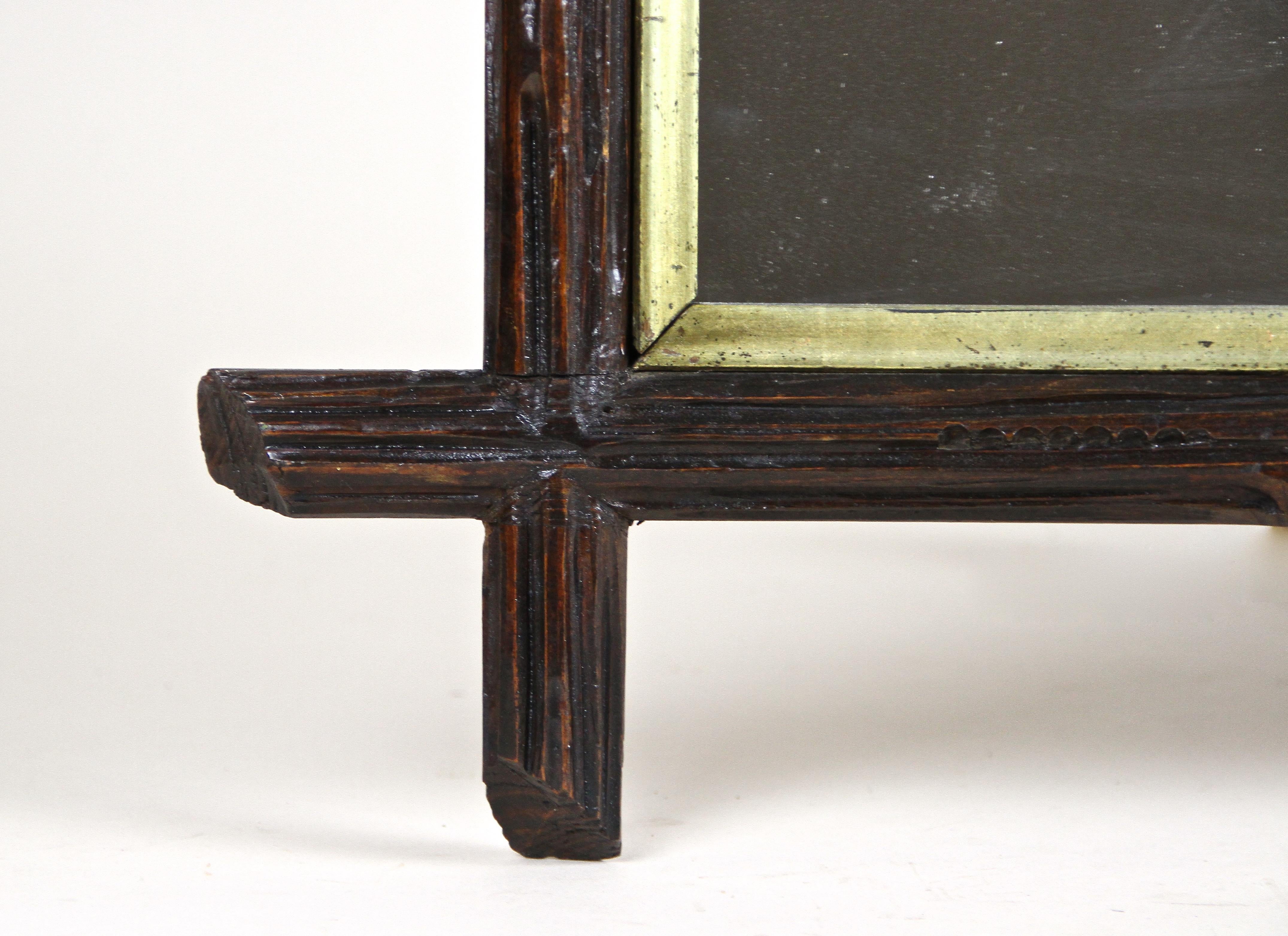 Black Forest Rustic Wall Mirror Bass Wood, Austria, circa 1880 For Sale 3