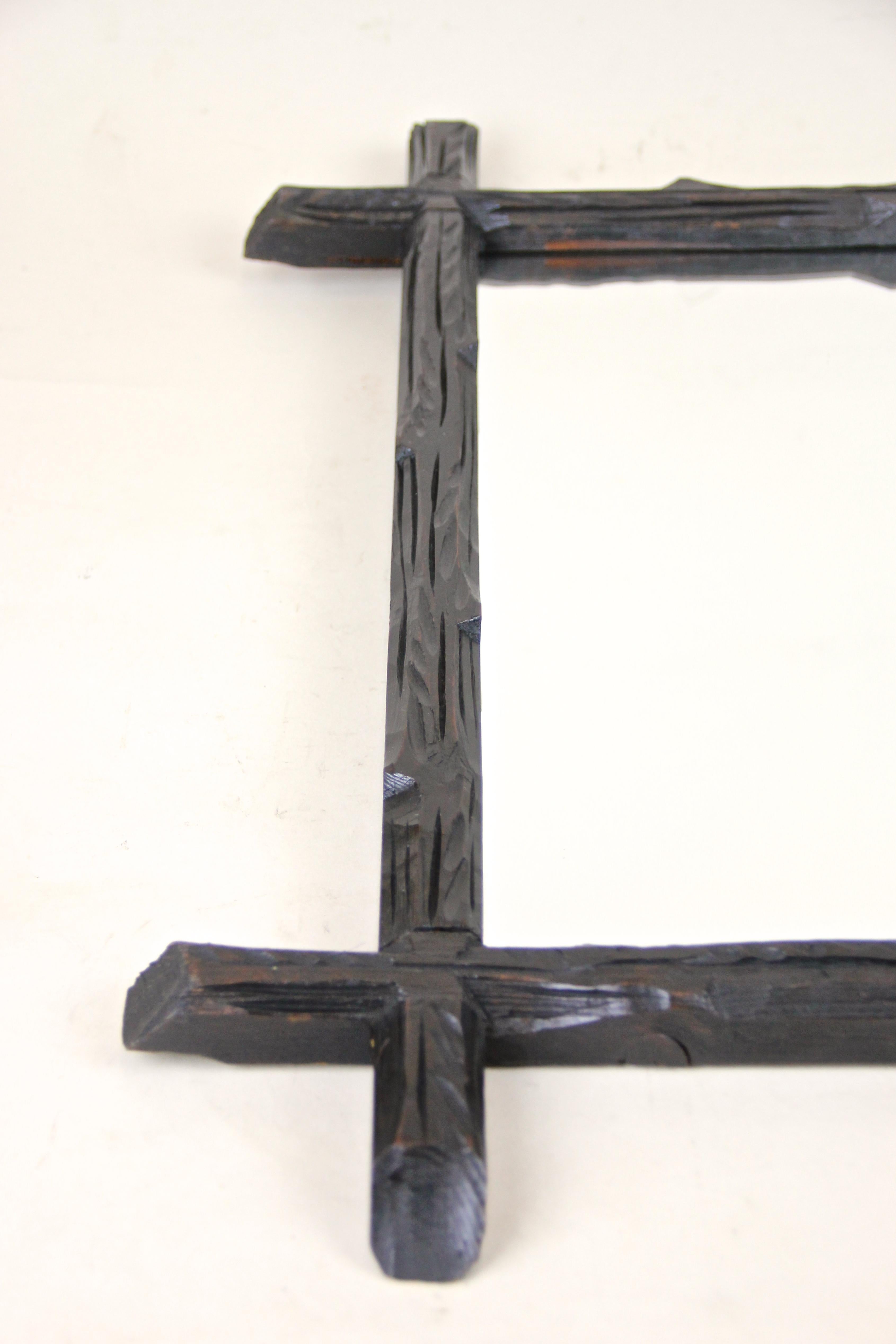 Black Forest Rustic Wall Mirror Hand Carved, Austria, circa 1880 For Sale 4
