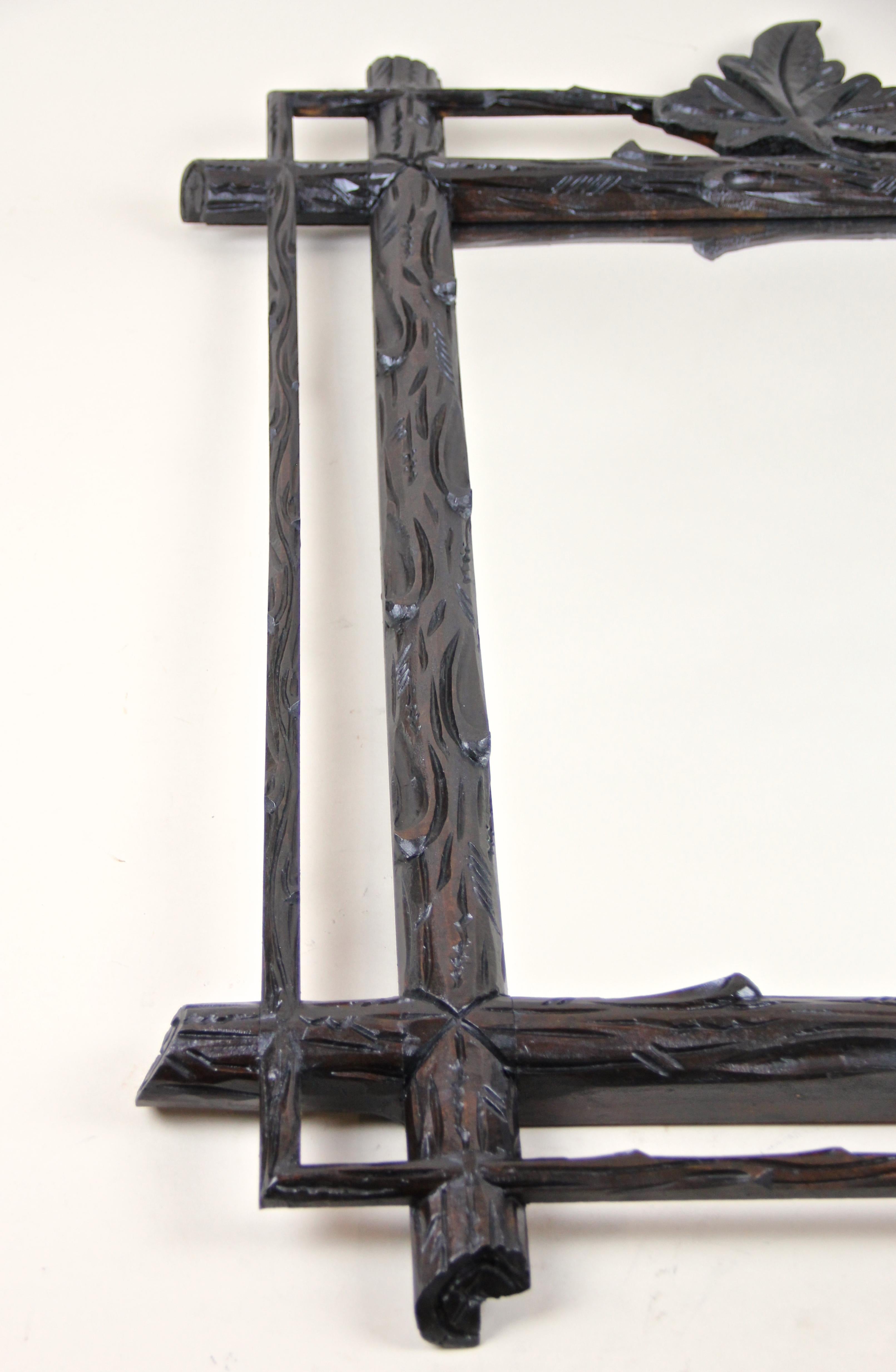 Black Forest Rustic Wall Mirror Hand Carved, Austria, circa 1880 For Sale 5