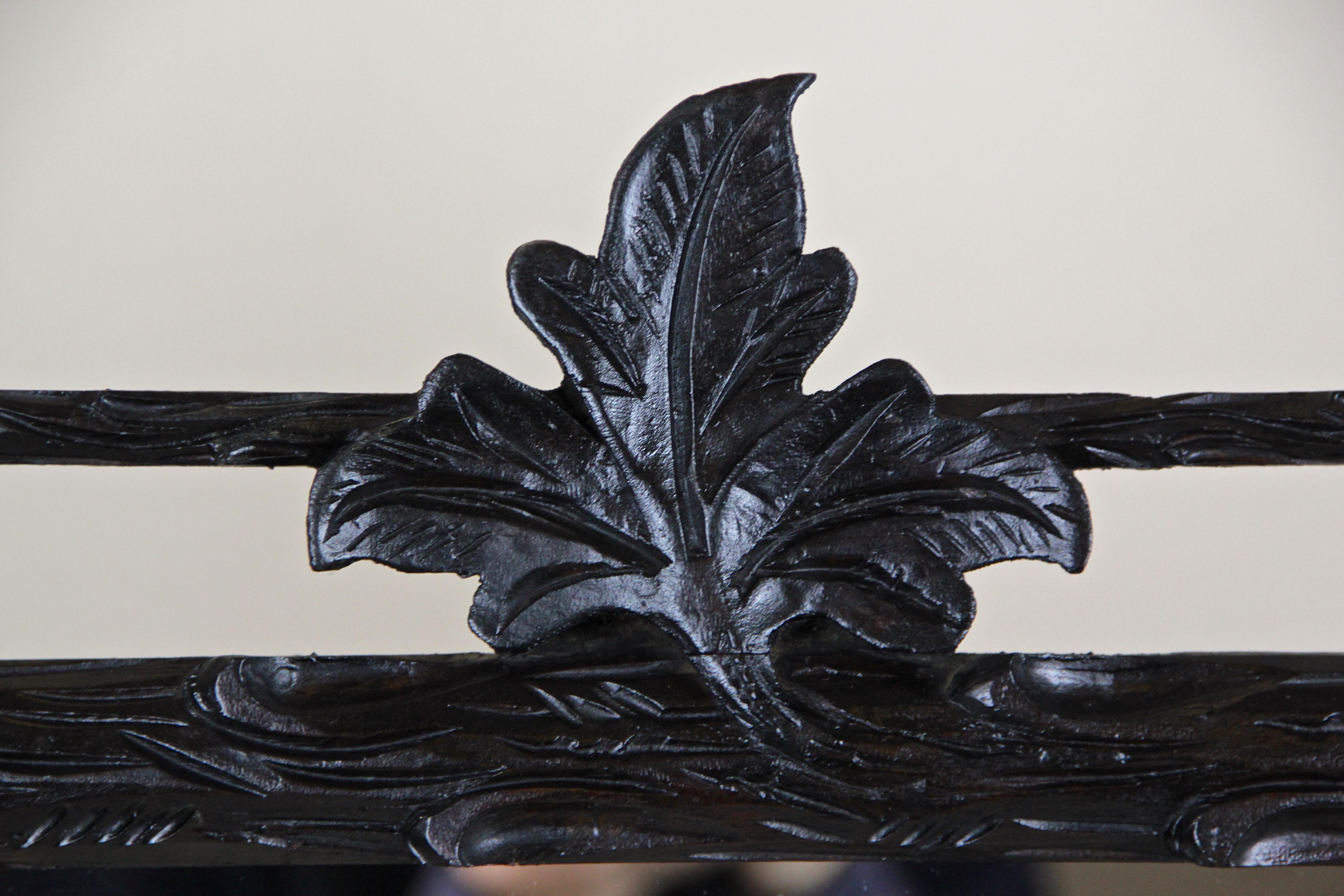 Hand-Carved Black Forest Rustic Wall Mirror Hand Carved, Austria, circa 1880 For Sale