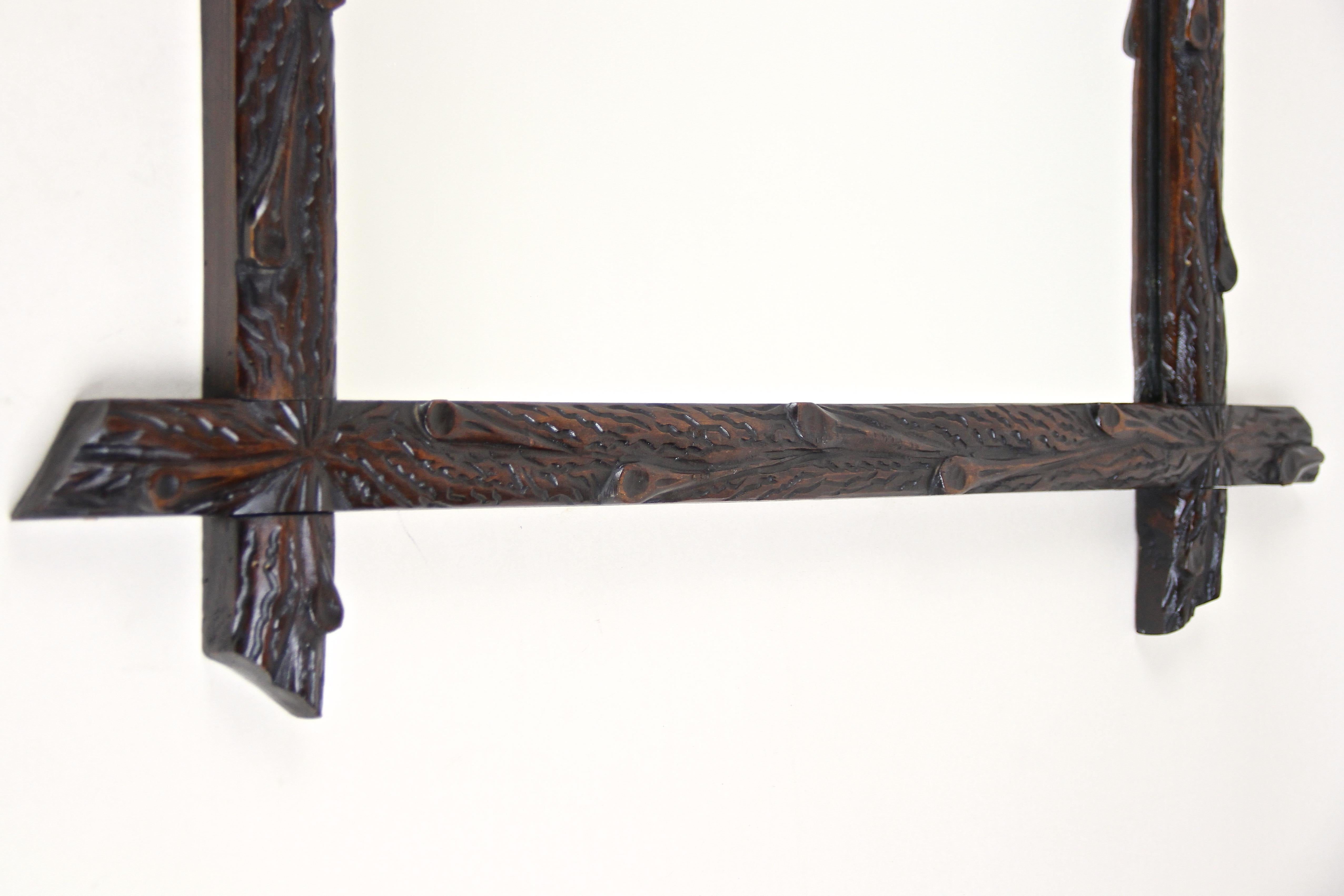 Black Forest Rustic Wall Mirror Hand Carved, Austria, circa 1880 For Sale 1