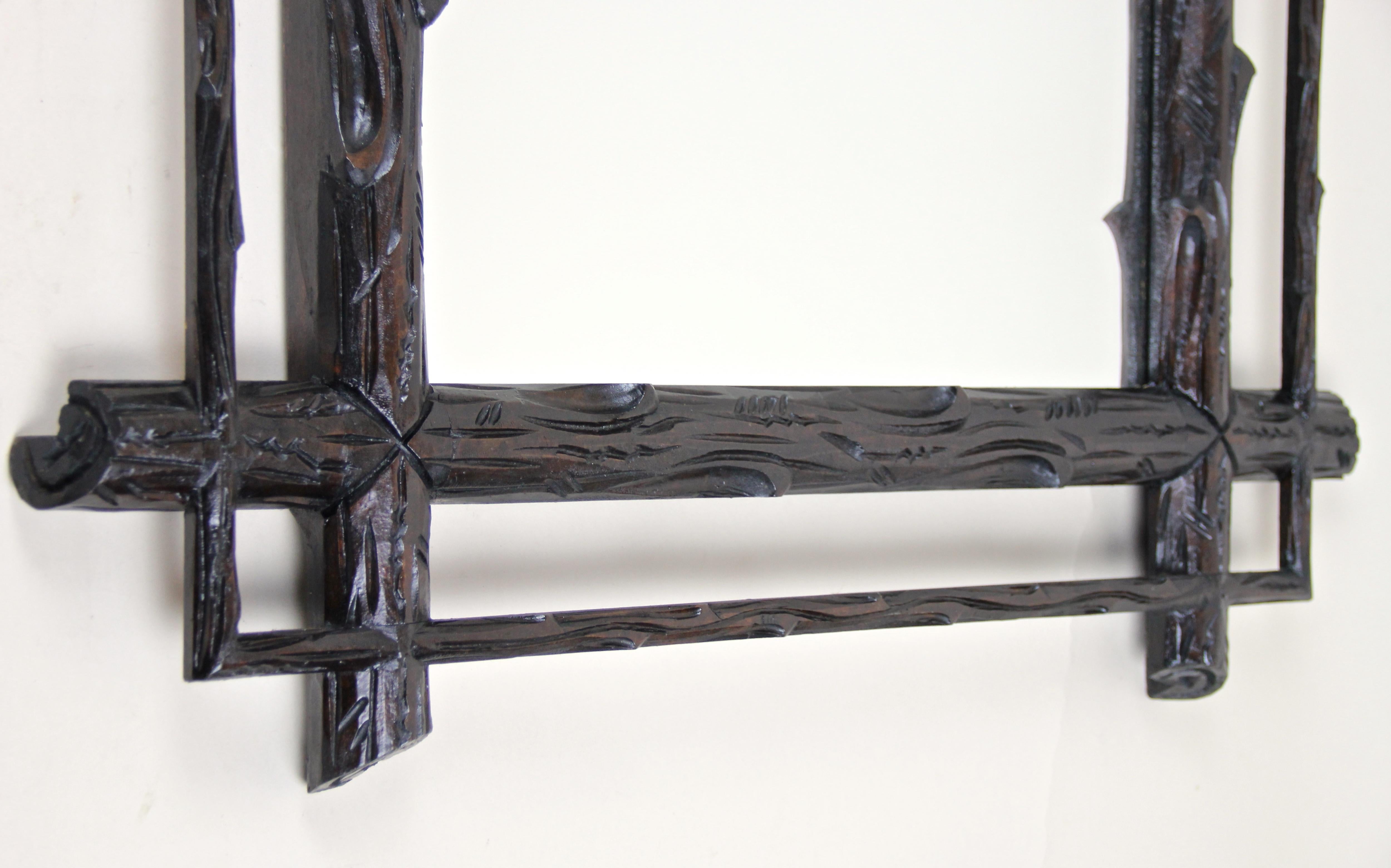 Softwood Black Forest Rustic Wall Mirror Hand Carved, Austria, circa 1880 For Sale
