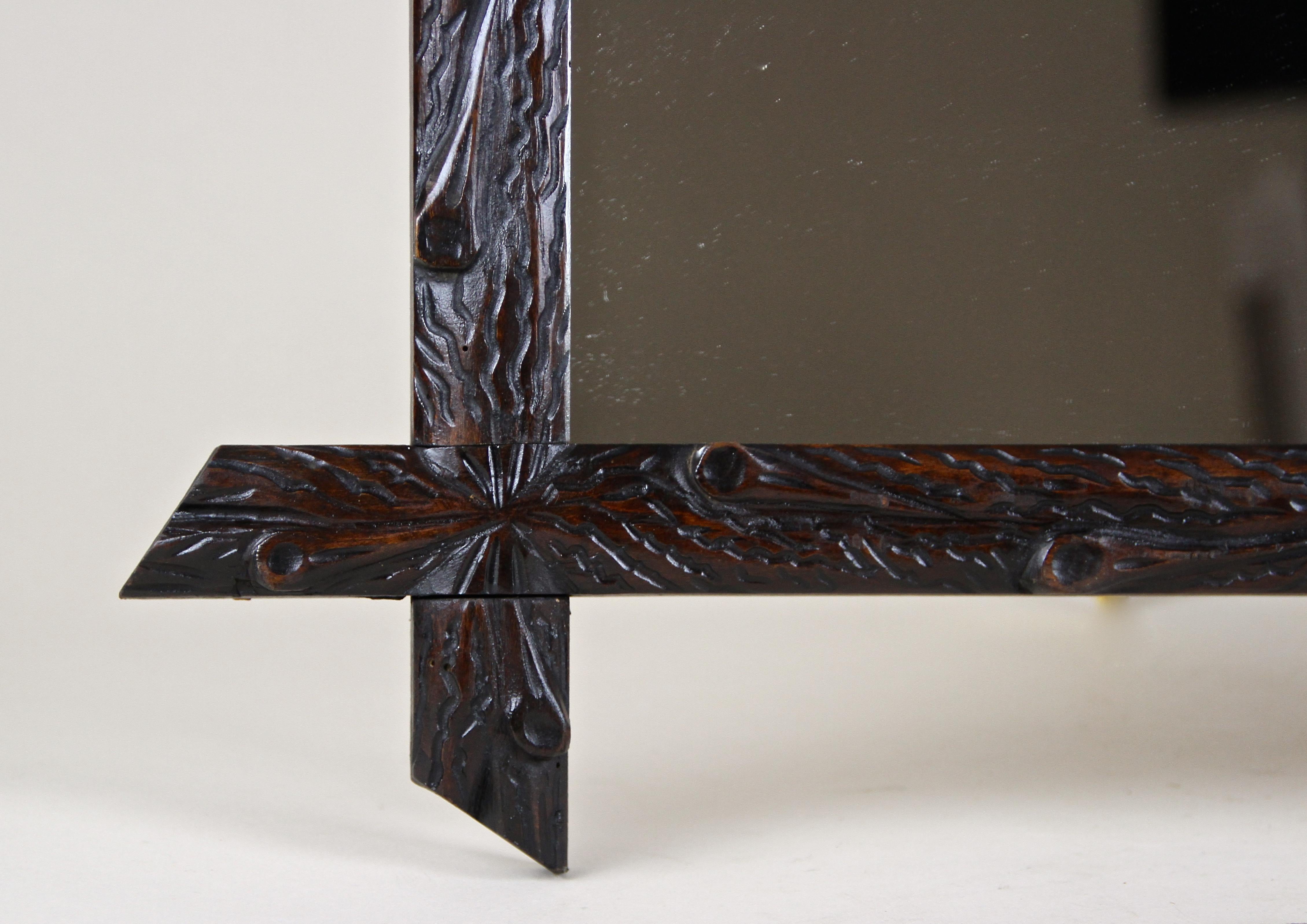 Black Forest Rustic Wall Mirror Hand Carved, Austria, circa 1880 For Sale 2
