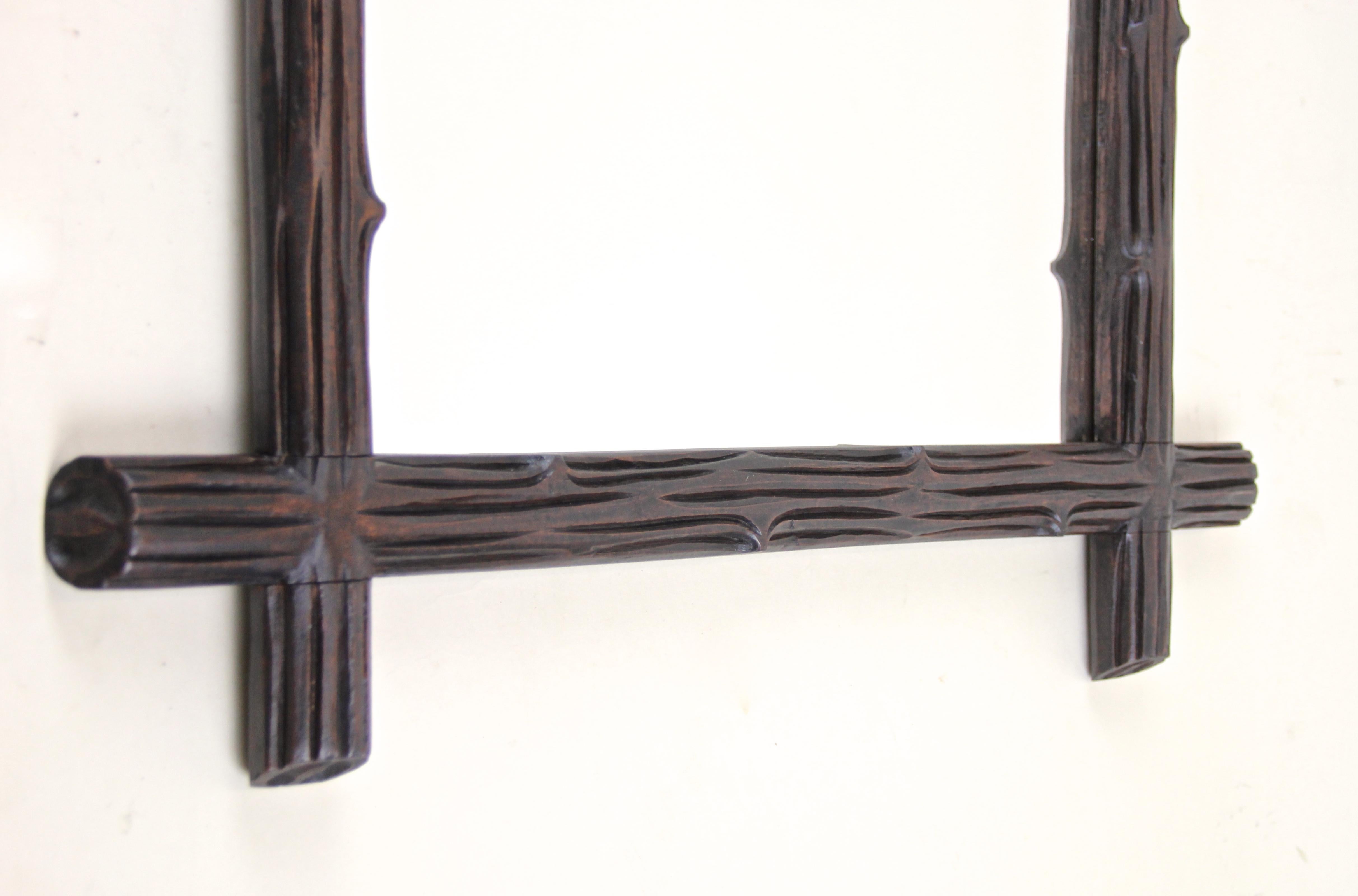 Black Forest Rustic Wall Mirror Hand Carved, Austria, circa 1890 1