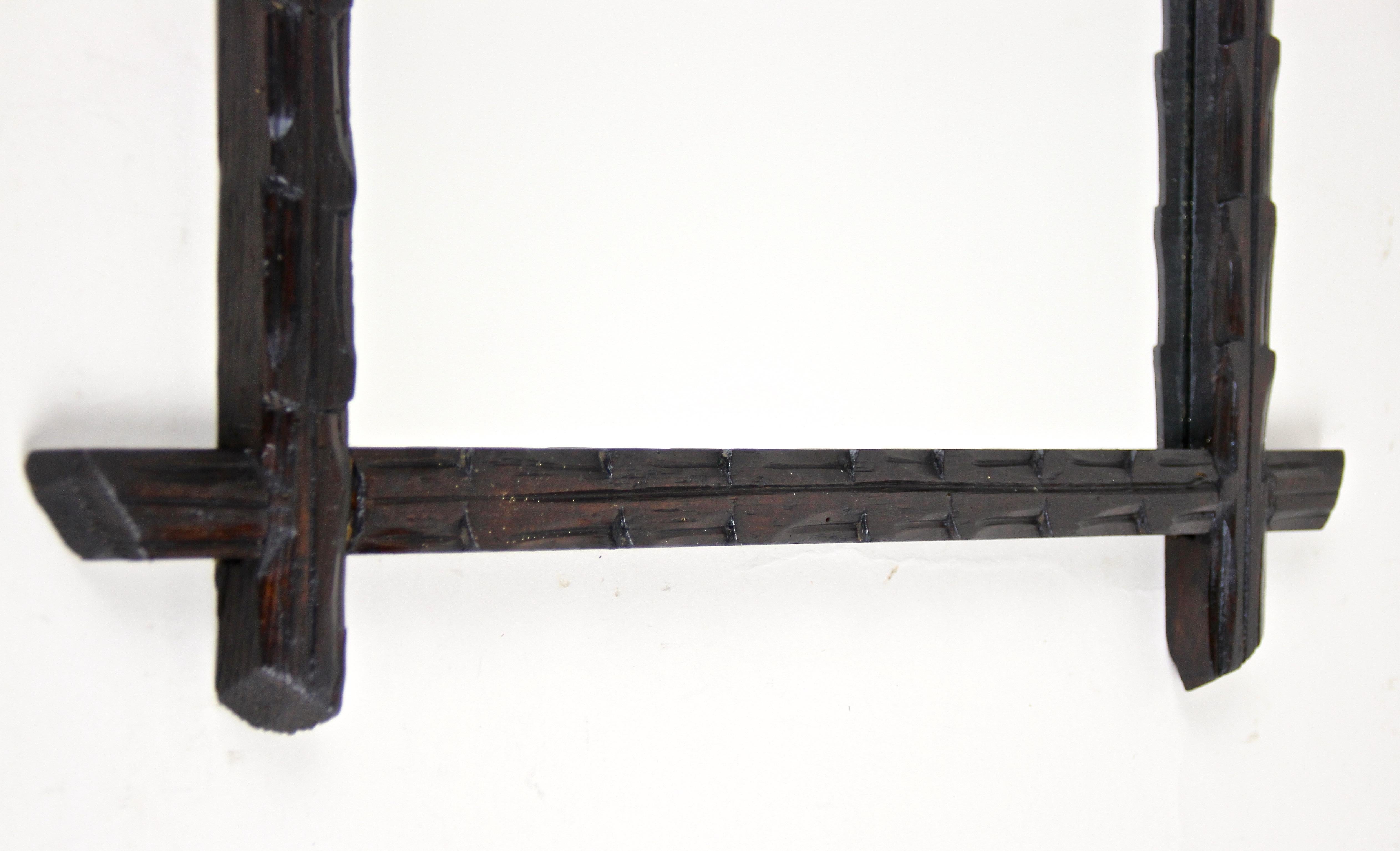 Black Forest Rustic Wall Mirror Hand Carved Bass Wood, Austria, circa 1880 For Sale 1