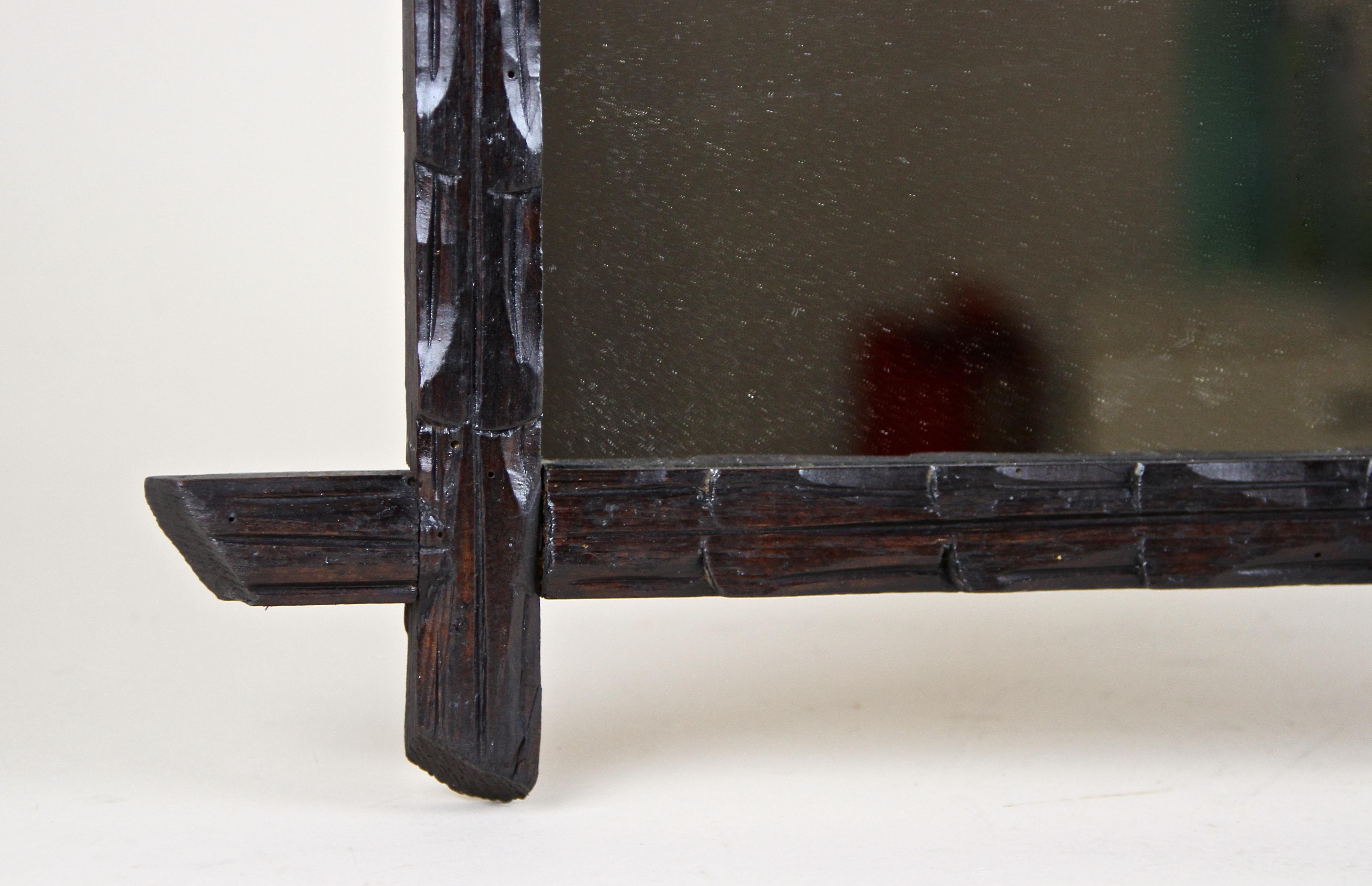 Black Forest Rustic Wall Mirror Hand Carved Bass Wood, Austria, circa 1880 For Sale 2