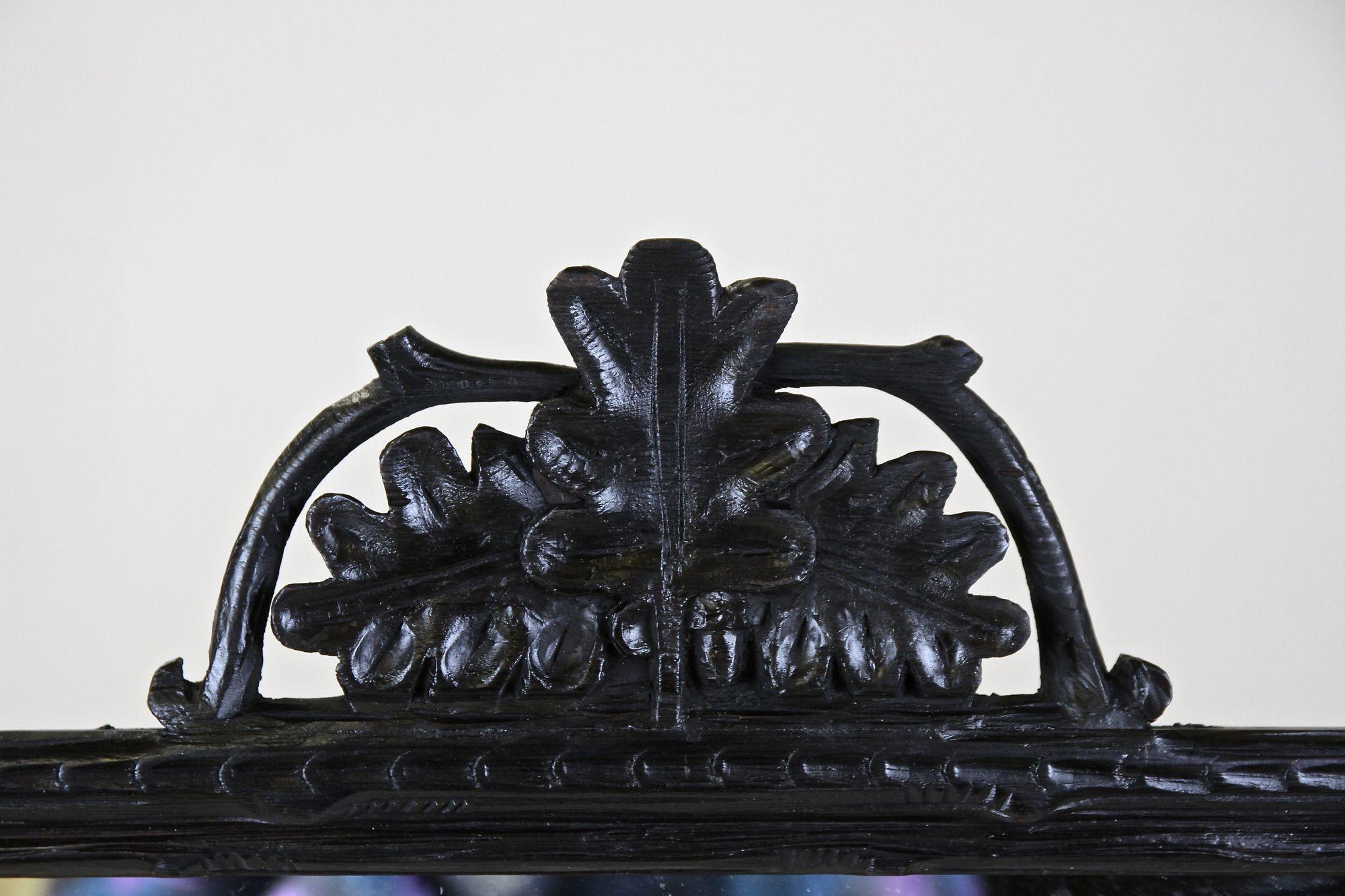 Specchio da parete rustico Black Forest con foglie di Oak intagliate, Austria, circa 1870 in vendita 5