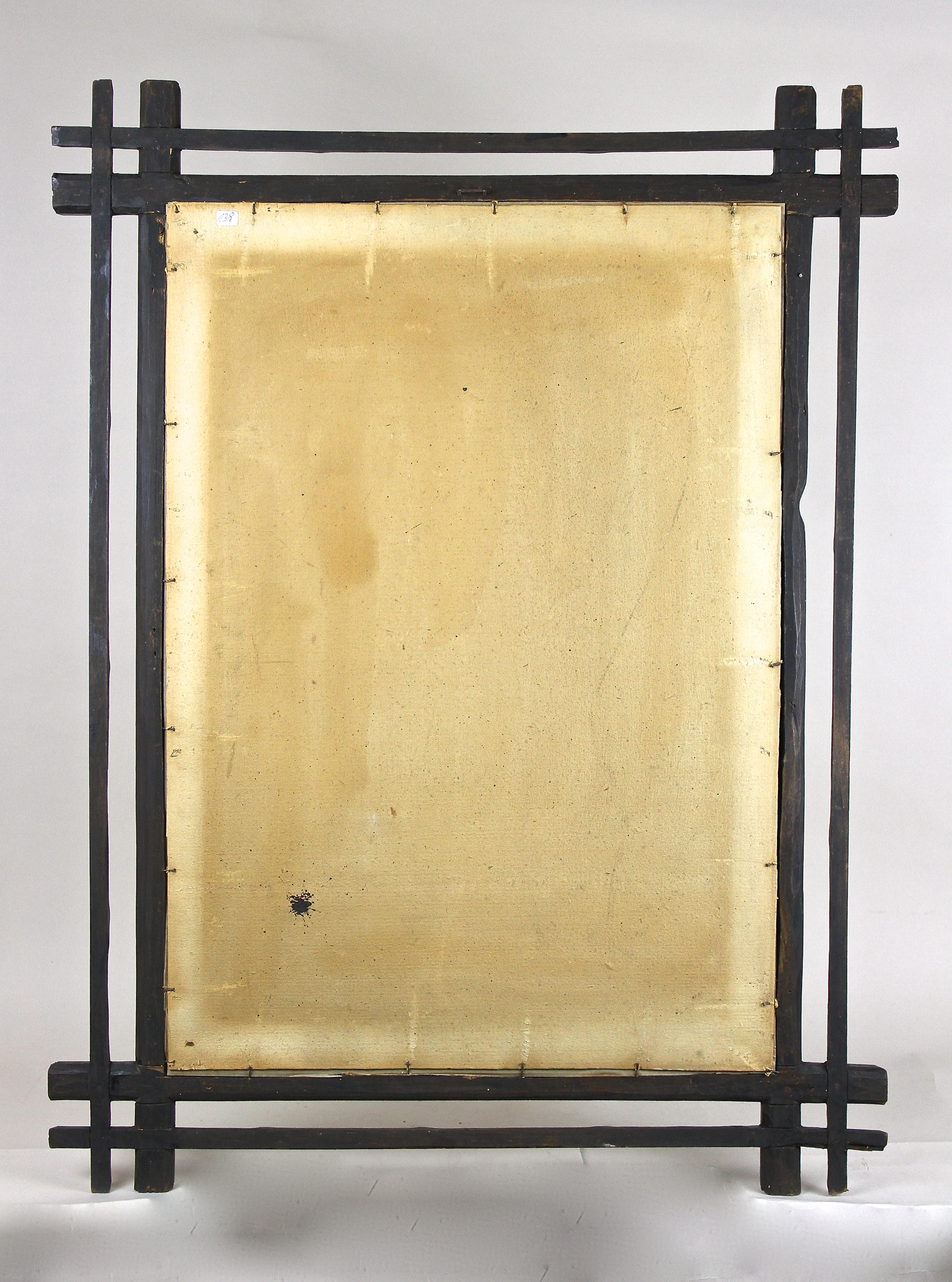 Black Forest Rustic Wall Mirror with Double Frame, Austria, circa 1880 For Sale 9