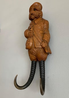 Black Forest Schnauzer Dog Dressed as Hunter Whip Hook with Musical Movement