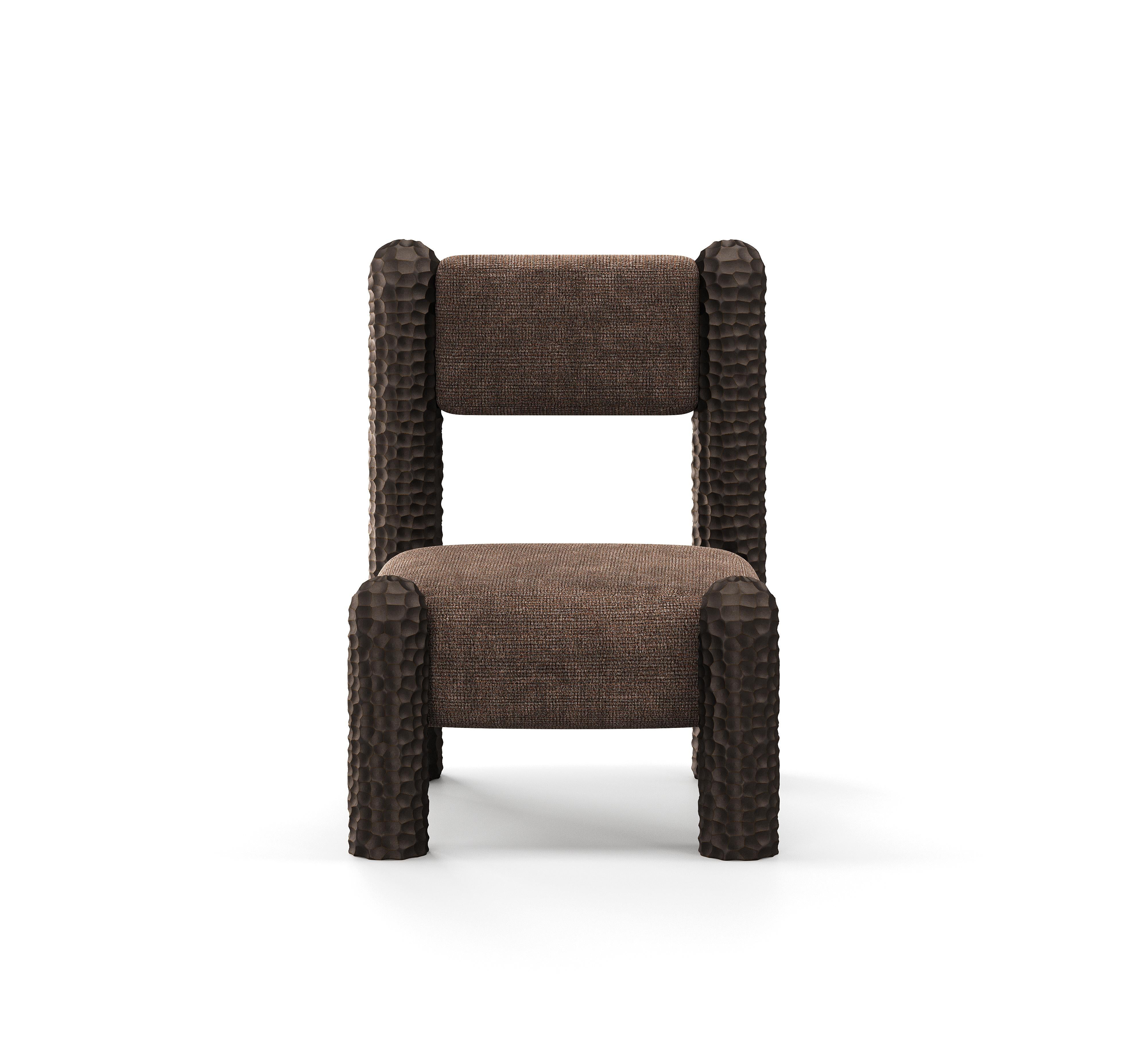 Modern Black Forest Sculptural Armchair with Hand-Carved Legs in Chocolate Oak For Sale