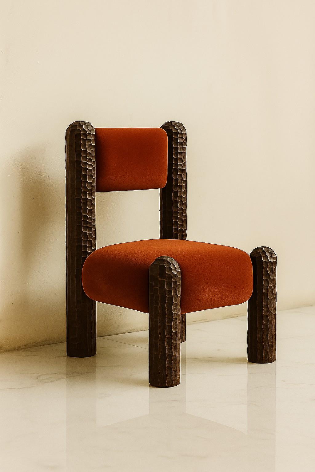 Portuguese Black Forest Sculptural Armchair with Hand-Carved Legs in Chocolate Oak For Sale