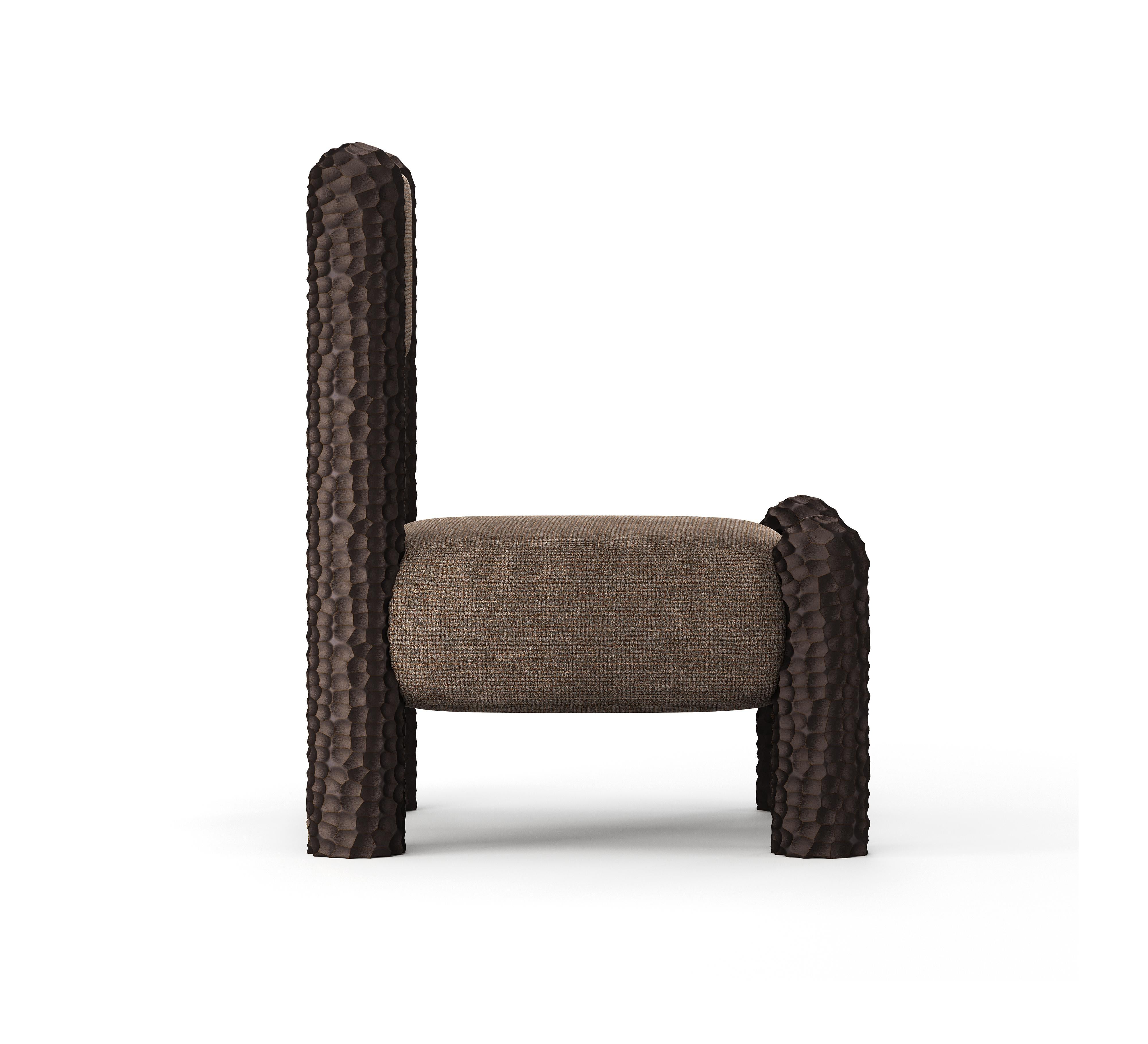 Contemporary Black Forest Sculptural Armchair with Hand-Carved Legs in Chocolate Oak For Sale