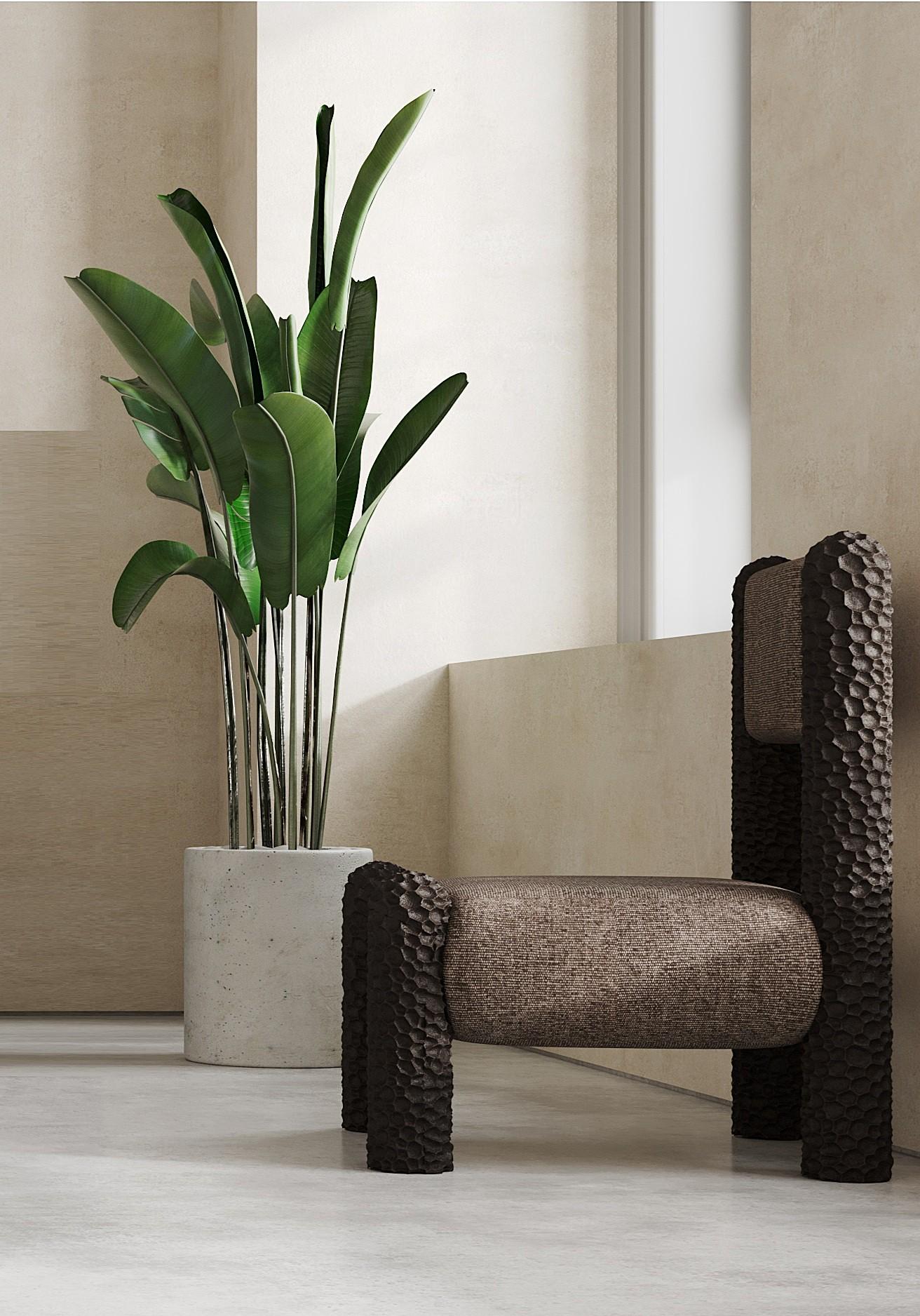 Black Forest Sculptural Armchair with Hand-Carved Legs in Chocolate Oak For Sale 1