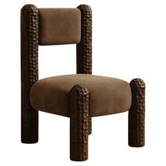 Black Forest Sculptural Armchair with Hand-Carved Legs in Chocolate Oak