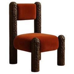 Black Forest Sculptural Armchair with Hand-Carved Legs in Chocolate Oak