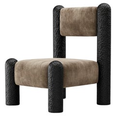 Black Forest Sculptural Armchair with Textured Frame By Sidani Design