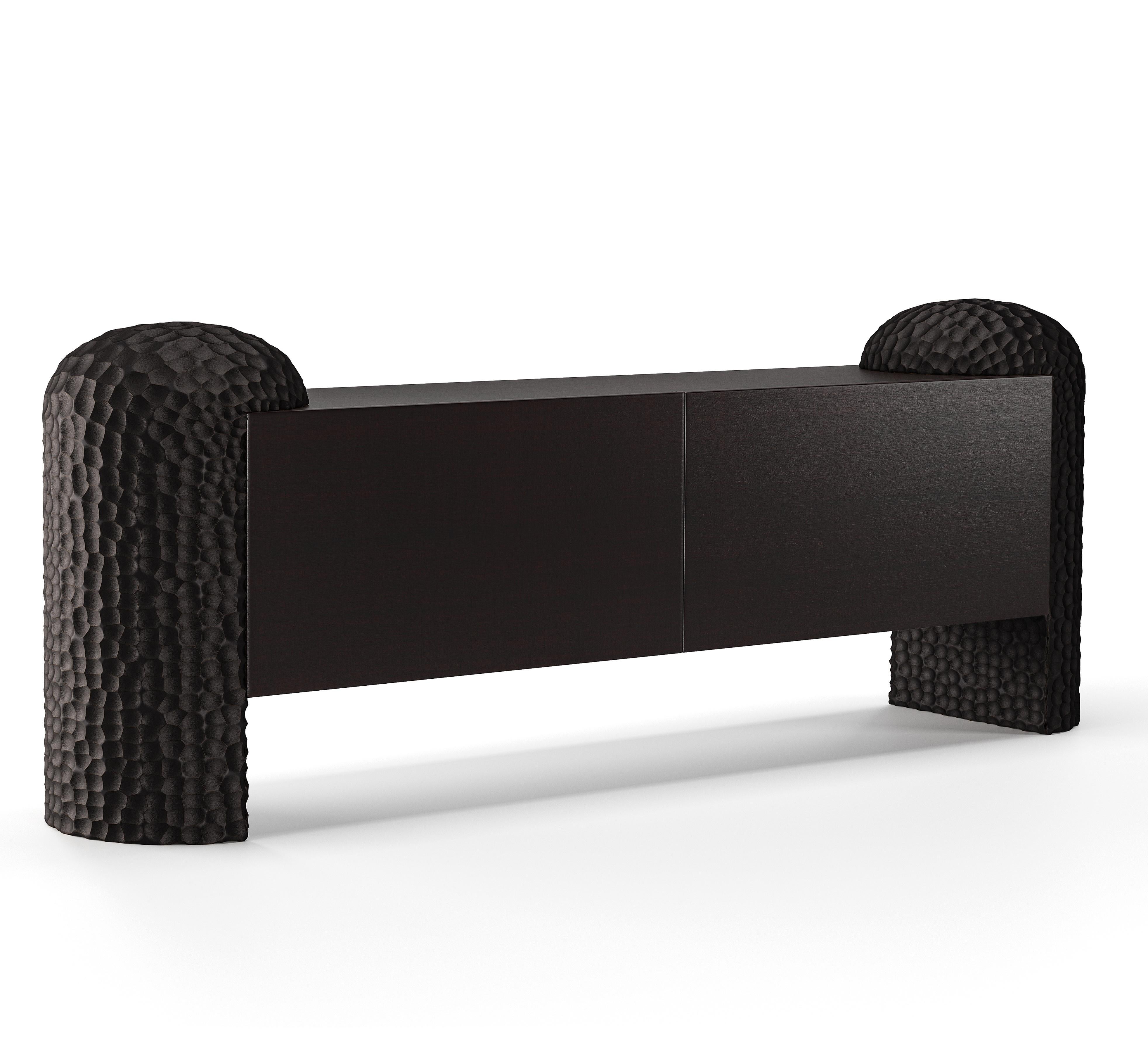 Black Forest Sculptural Sideboard with Hand-Carved Legs in American Walnut For Sale 3