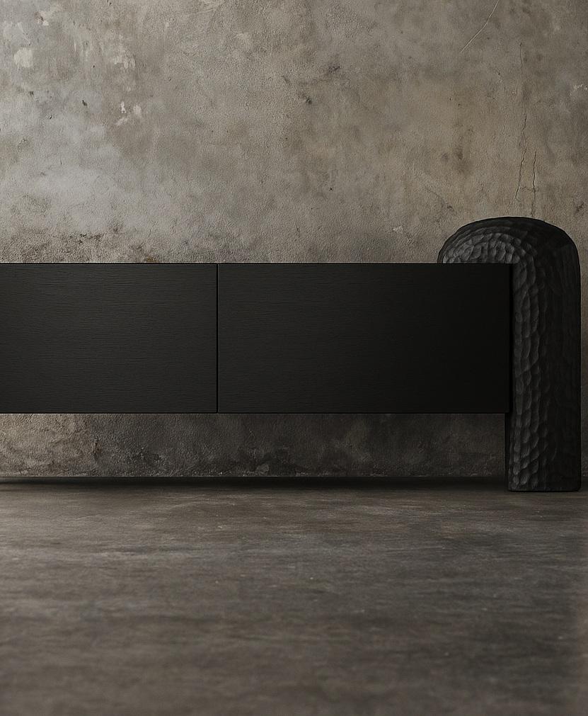 Black Forest Sculptural Sideboard with Hand-Carved Legs in American Walnut In New Condition For Sale In NEW YORK, NY