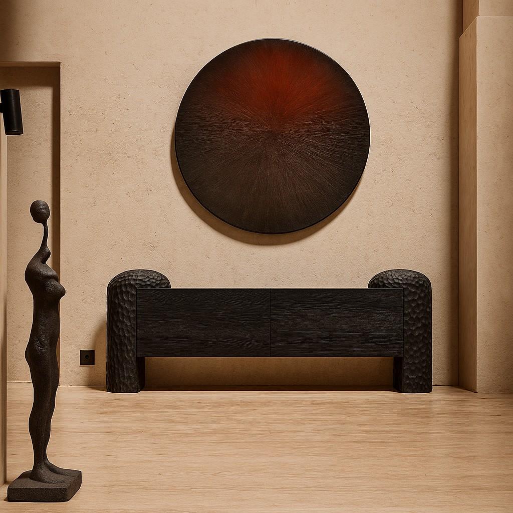 Black Forest Sculptural Sideboard with Hand-Carved Legs in American Walnut For Sale 1