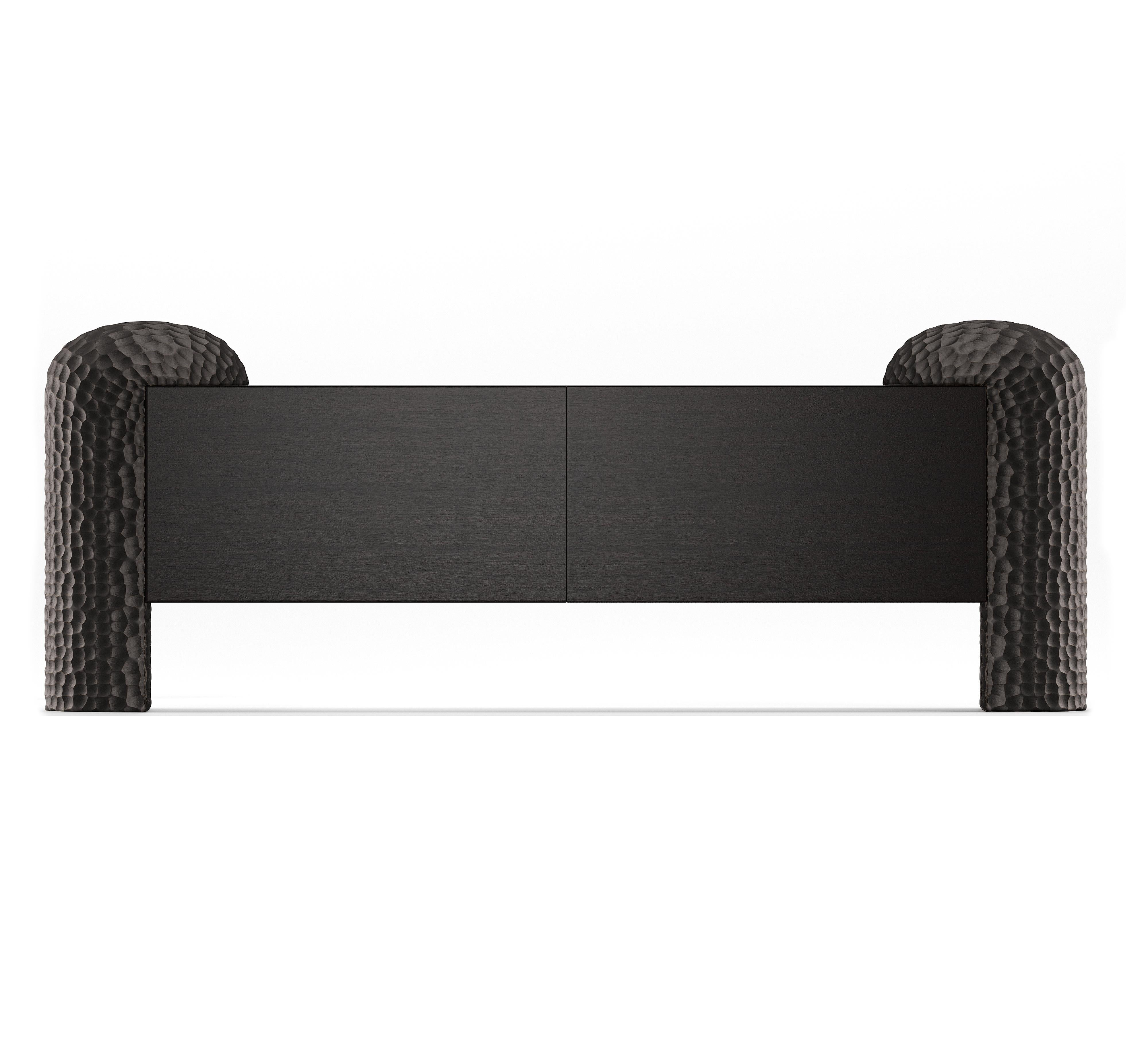 Black Forest Sculptural Sideboard with Hand-Carved Legs in American Walnut For Sale 2