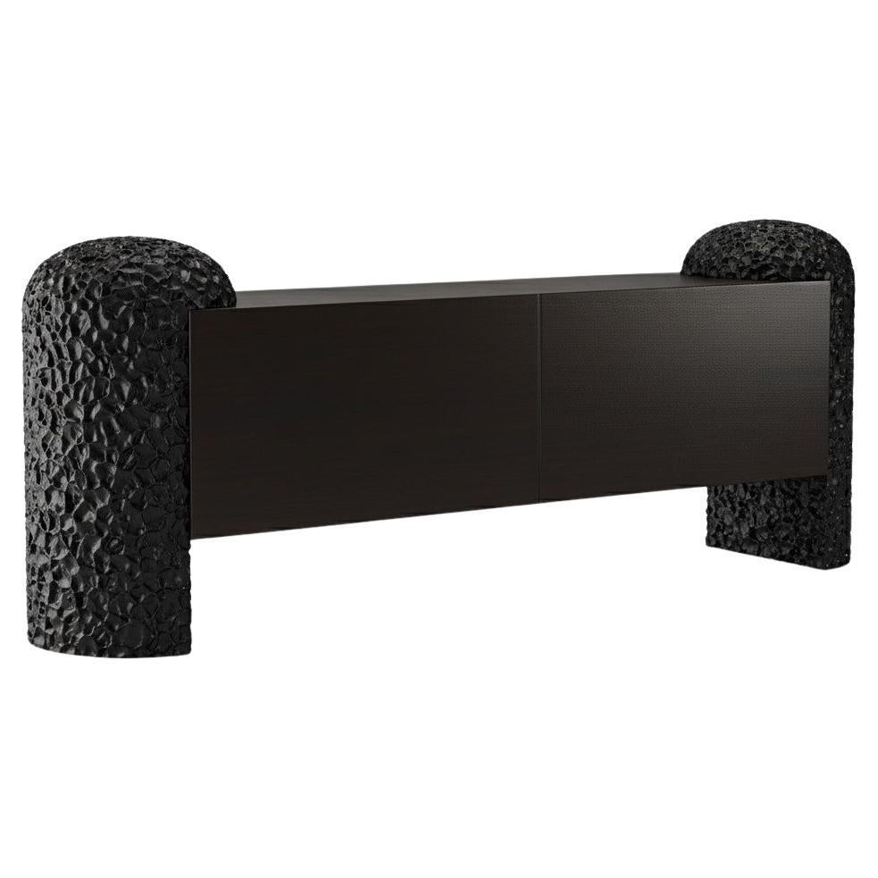 Sculptural Low-Slung Sideboard Ft. Two Oversized Textured Supports-Sidani Design