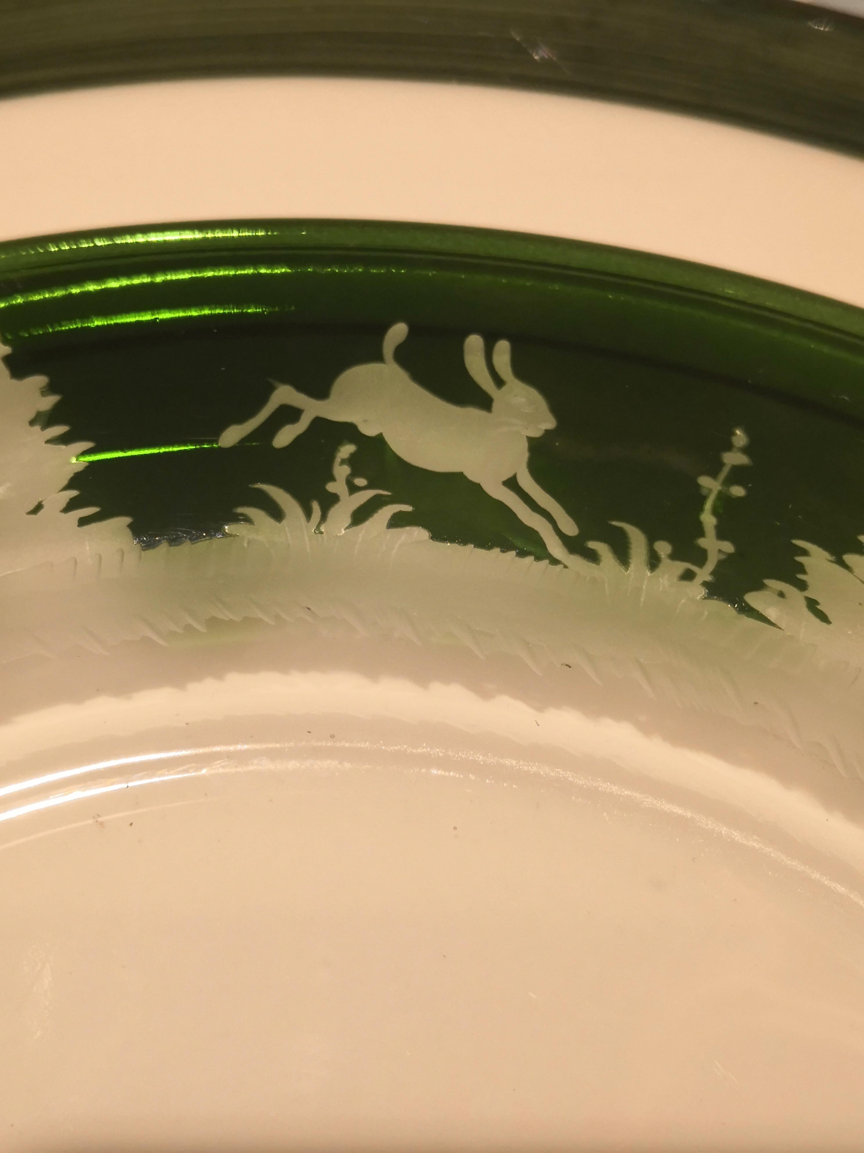 German Black Forest Set of Six Crystal Plates Green Sofina Boutique Kitzbühel For Sale