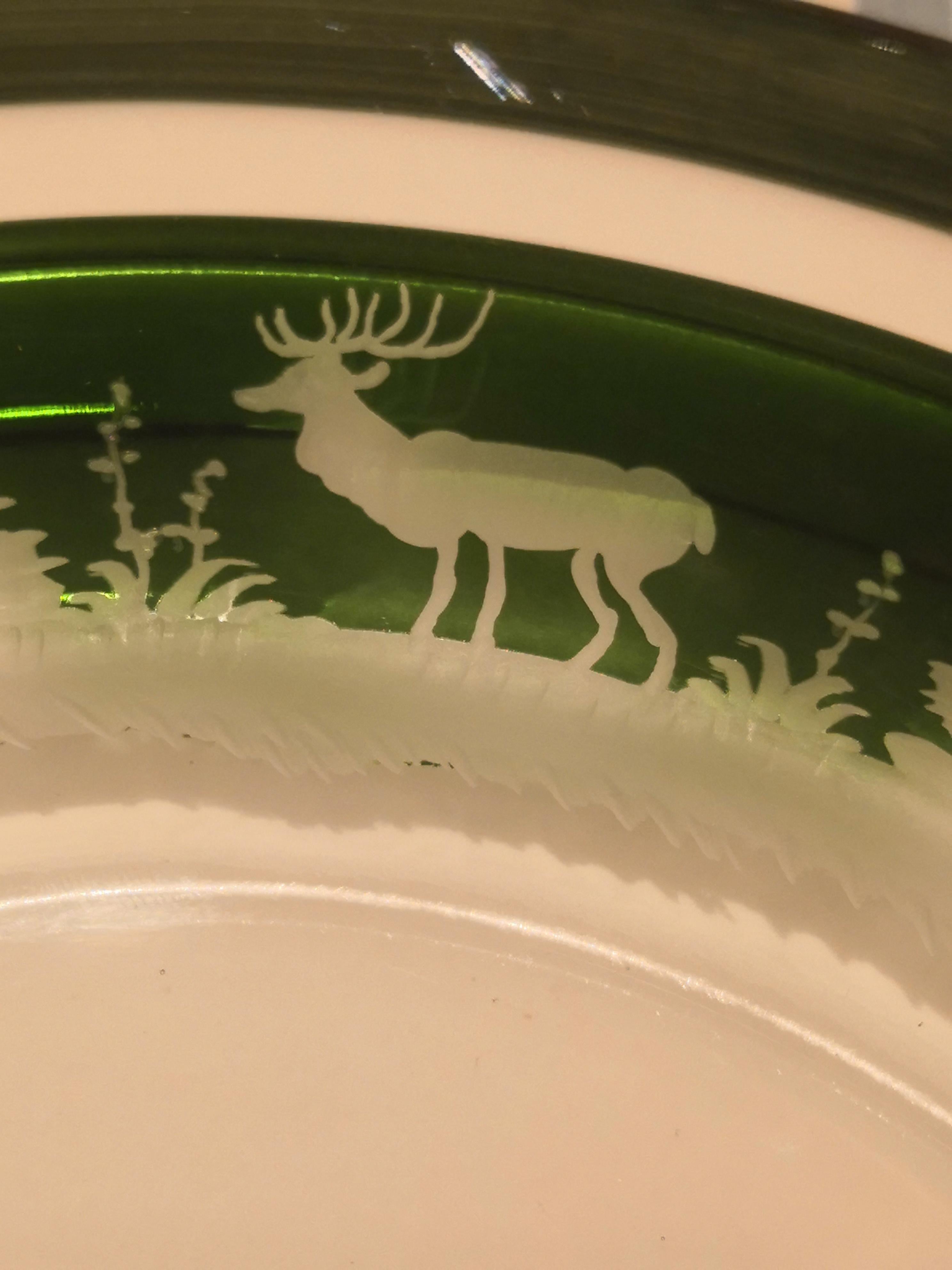 Black Forest Set of Six Crystal Plates Green Sofina Boutique Kitzbühel In New Condition For Sale In Kitzbuhel, AT