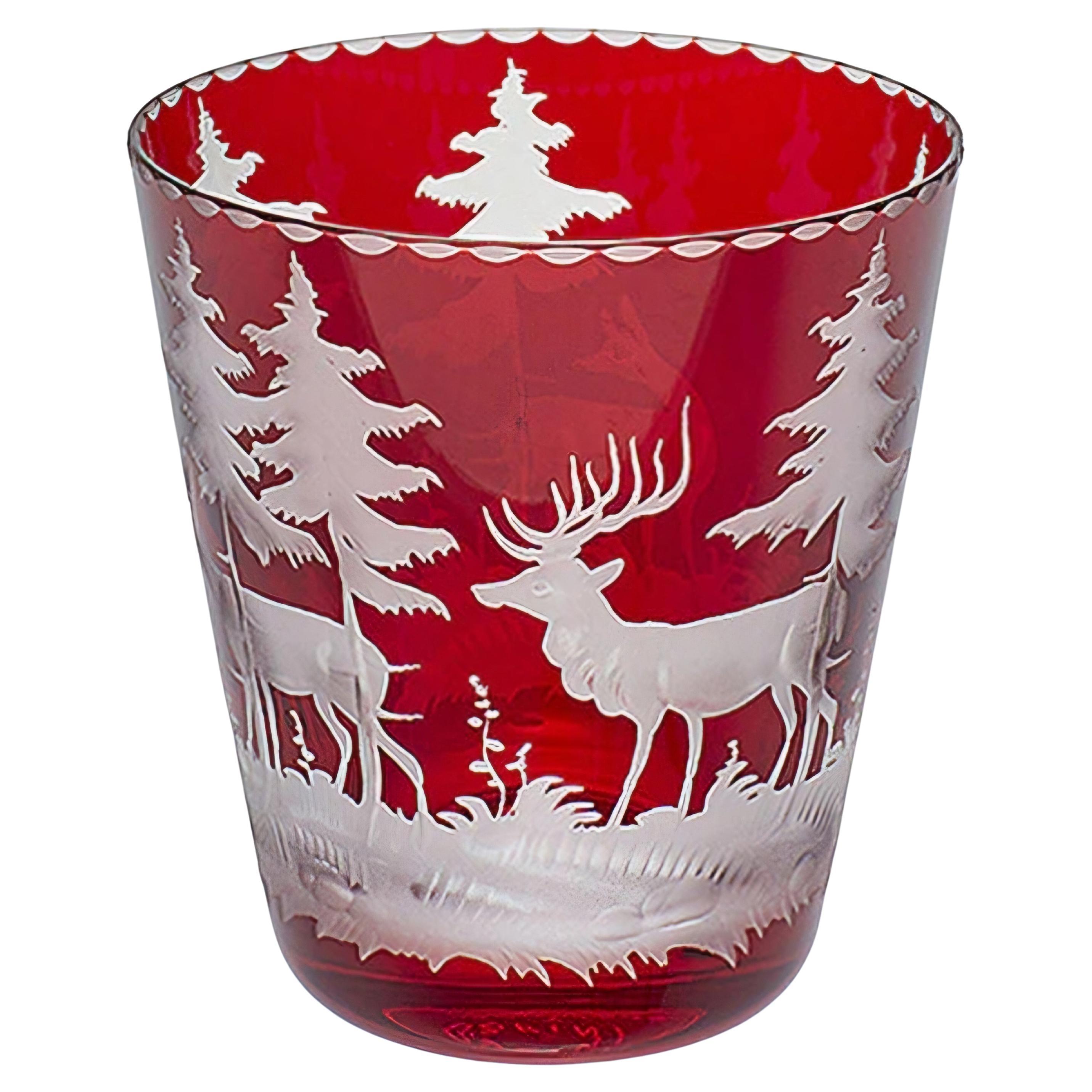 Set di sei bicchieri Black Forest Rosso Decor caccia Sofina Boutique Kitzbuehel in vendita