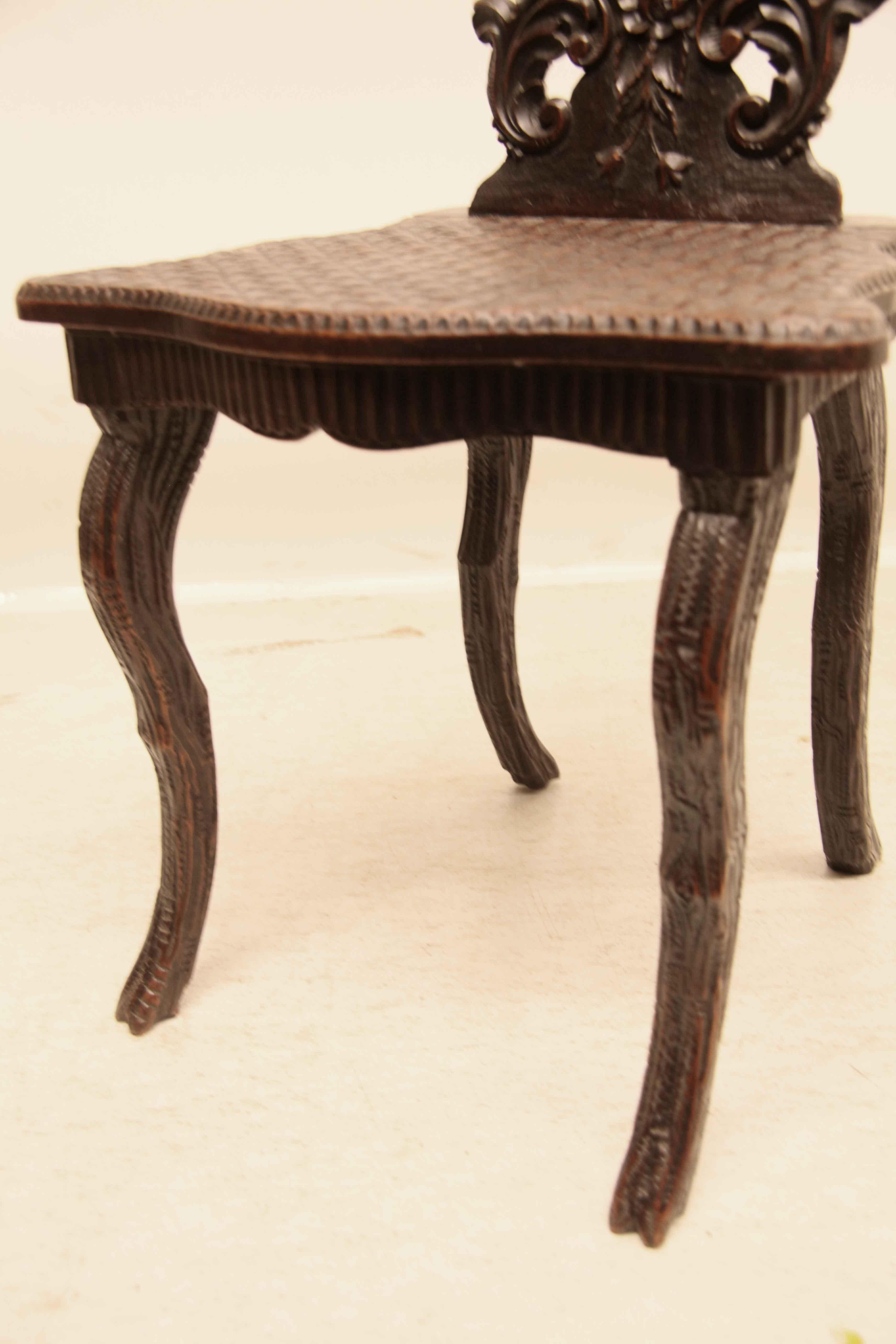 Walnut Black Forest Side Chair For Sale