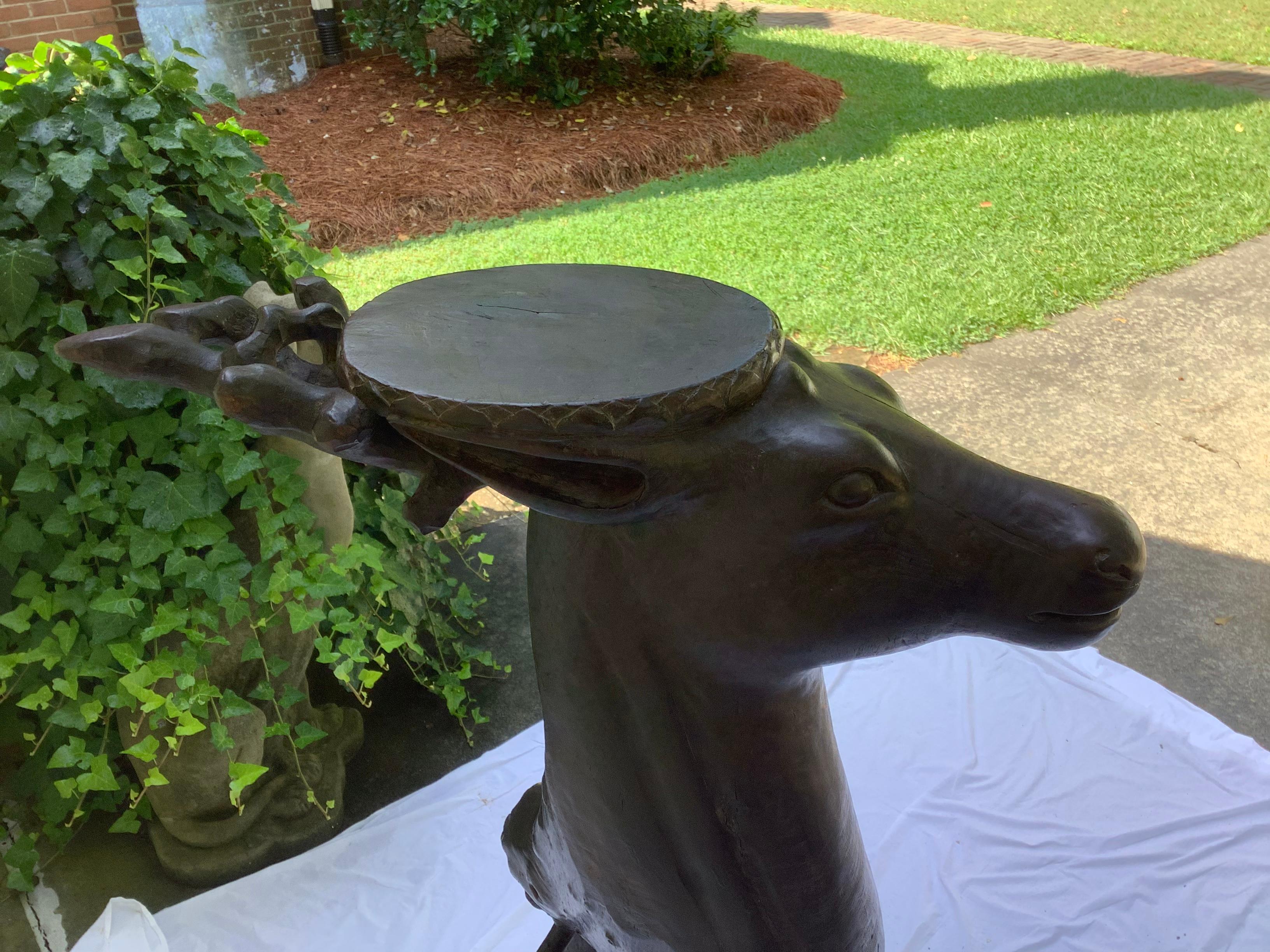Black Forest Style/ Folk Art Deer Head Pedestal 8