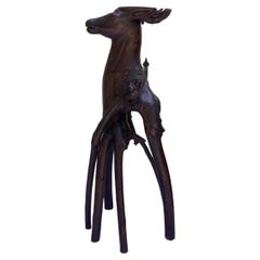 Black Forest Style/ Folk Art Deer Head Pedestal