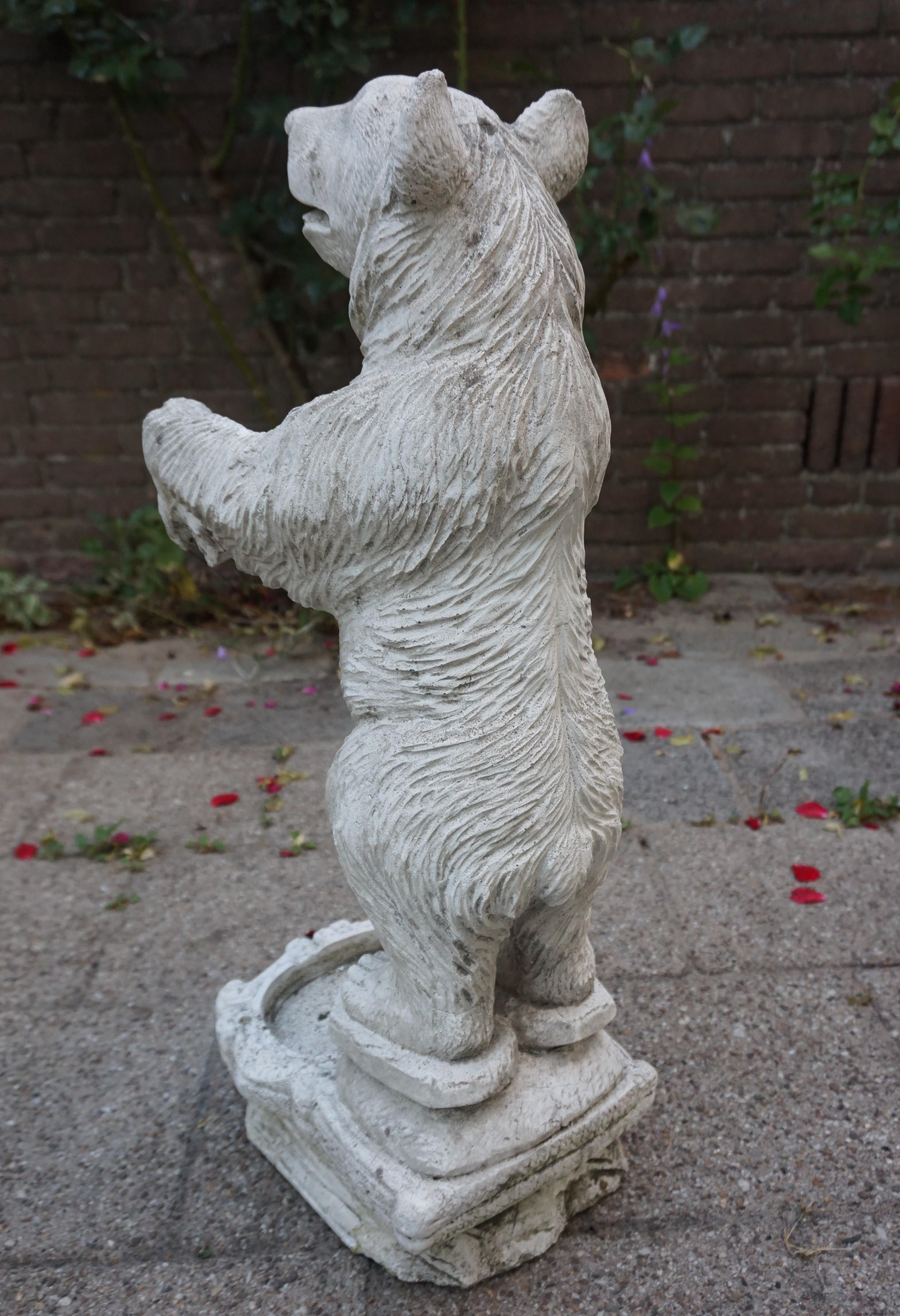 Black Forest Style Hall Umbrella Stand or Garden Bear Sculpture in Cast Concrete For Sale 6
