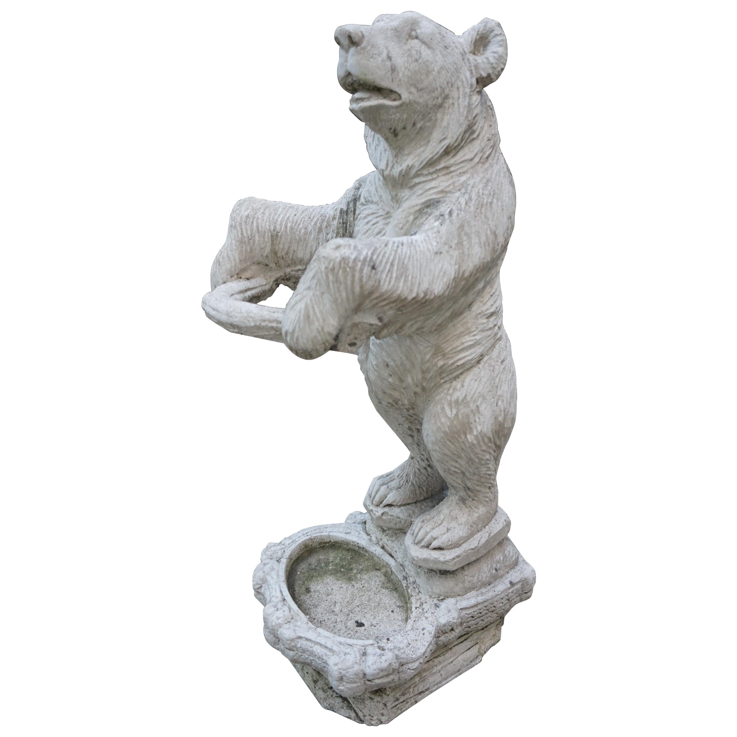 Black Forest Style Hall Umbrella Stand or Garden Bear Sculpture in Cast Concrete For Sale