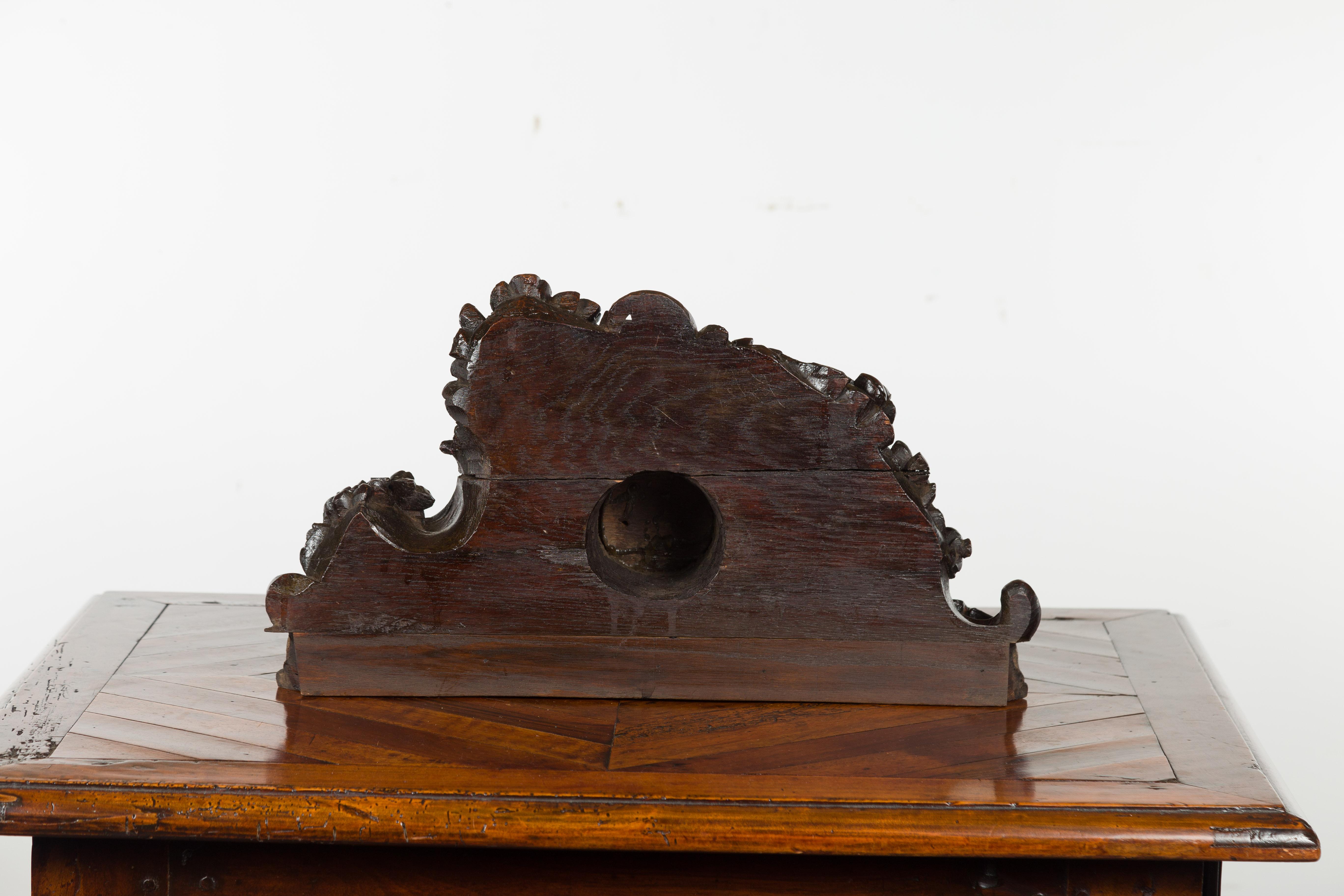 Black Forest Swiss 1900s Carved Wooden Fragment with Bear Motif and Gilt Accents For Sale 8
