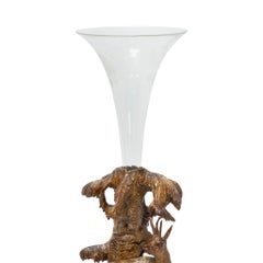Black Forest Swiss Hand-Carved Wood Chamois Vase