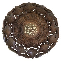 Black Forest Trivet with Carved Leaves & Inlay, circa 1880