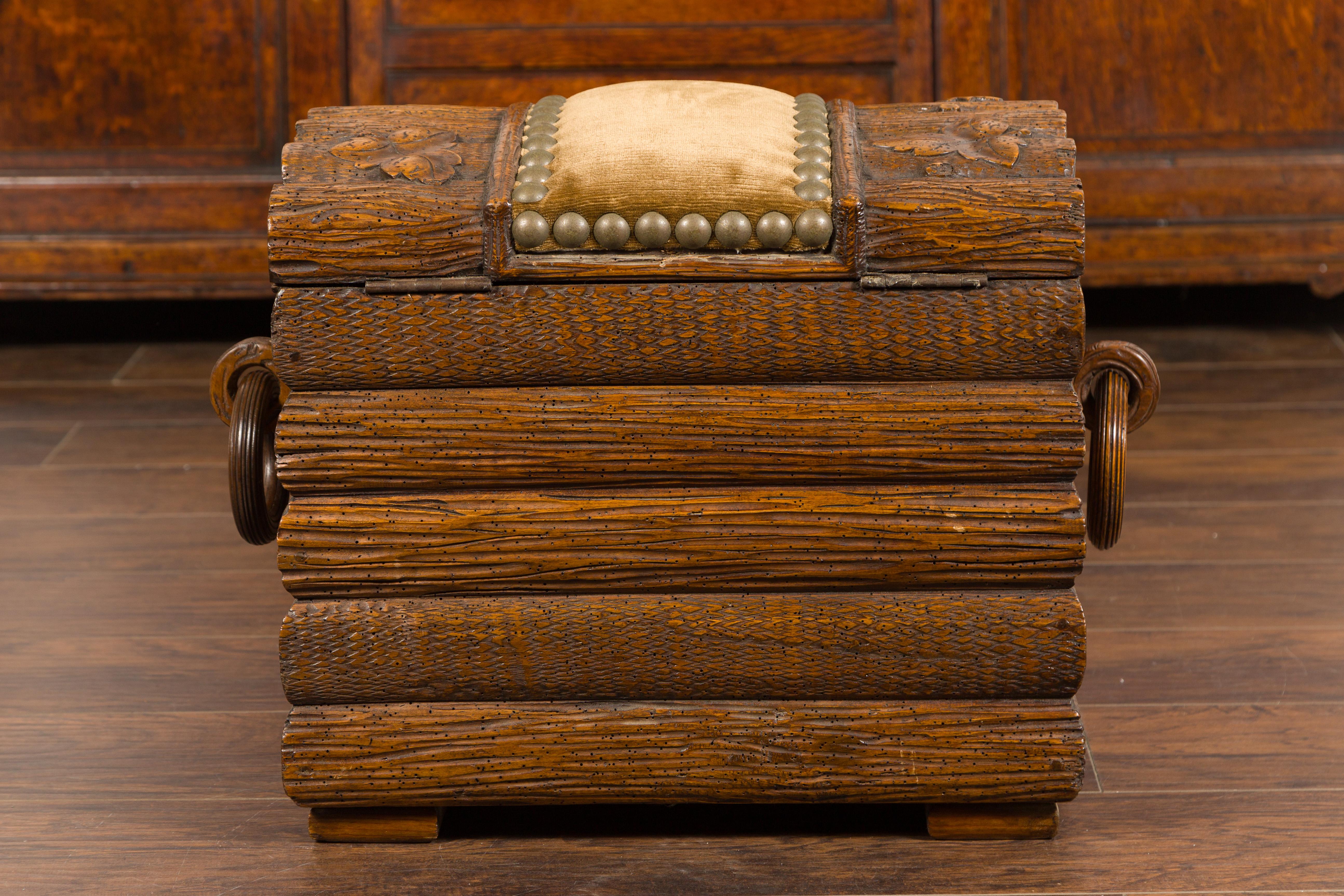 Black Forest Turn of the Century Chest with Logs, Foliage and Fabric, circa 1900 5