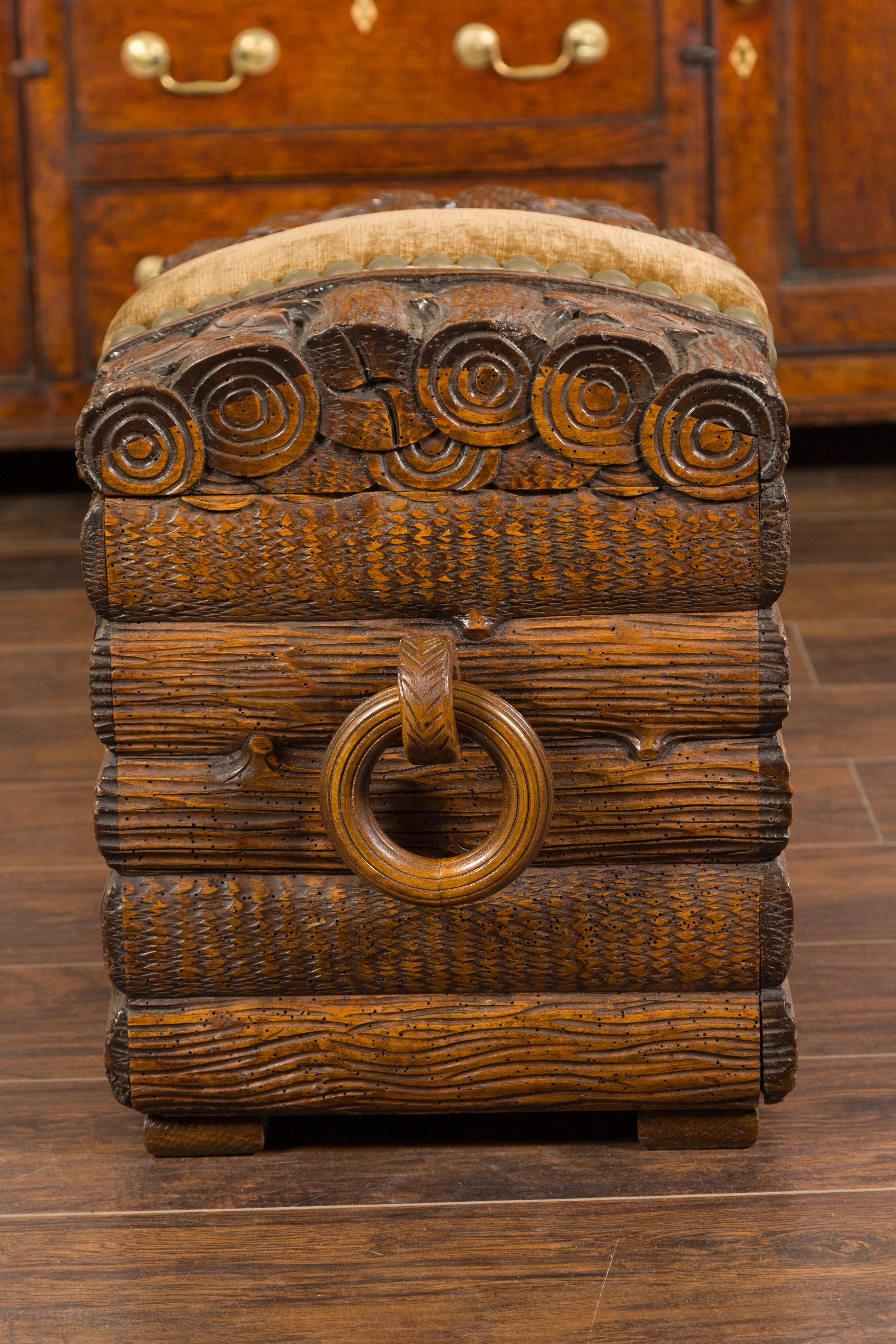 Black Forest Turn of the Century Chest with Logs, Foliage and Fabric, circa 1900 6