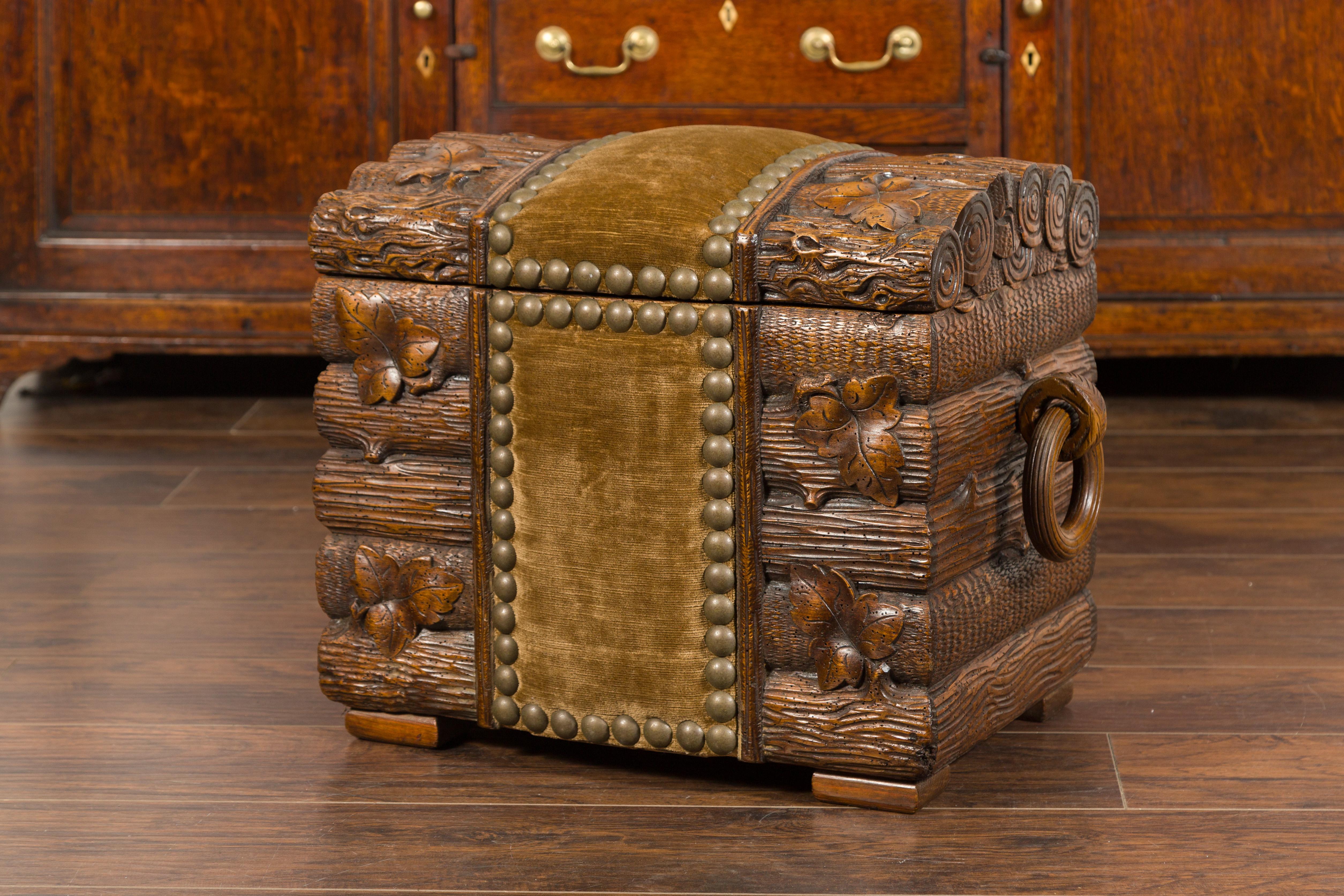 Black Forest Turn of the Century Chest with Logs, Foliage and Fabric, circa 1900 7