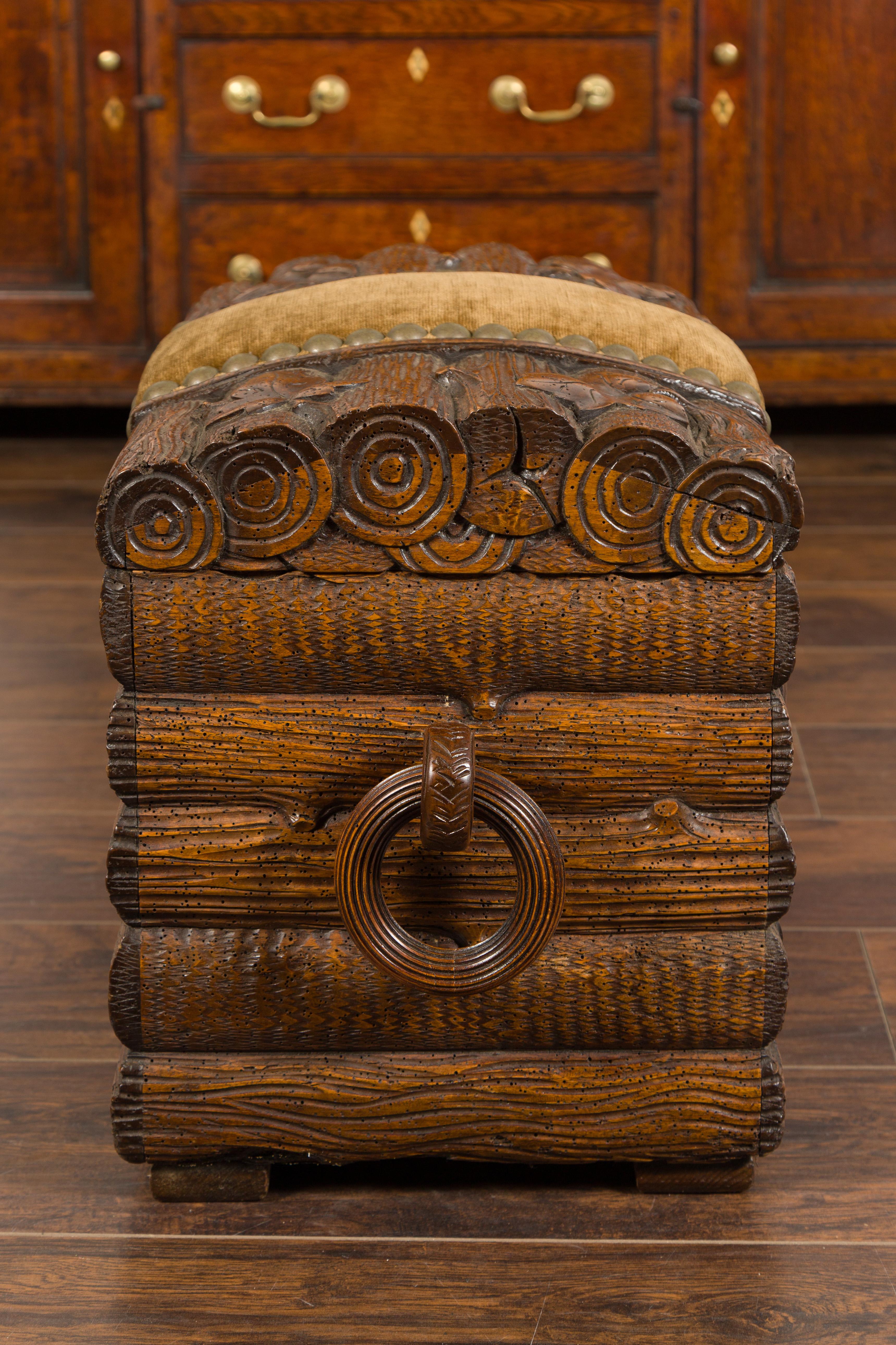 Black Forest Turn of the Century Chest with Logs, Foliage and Fabric, circa 1900 2