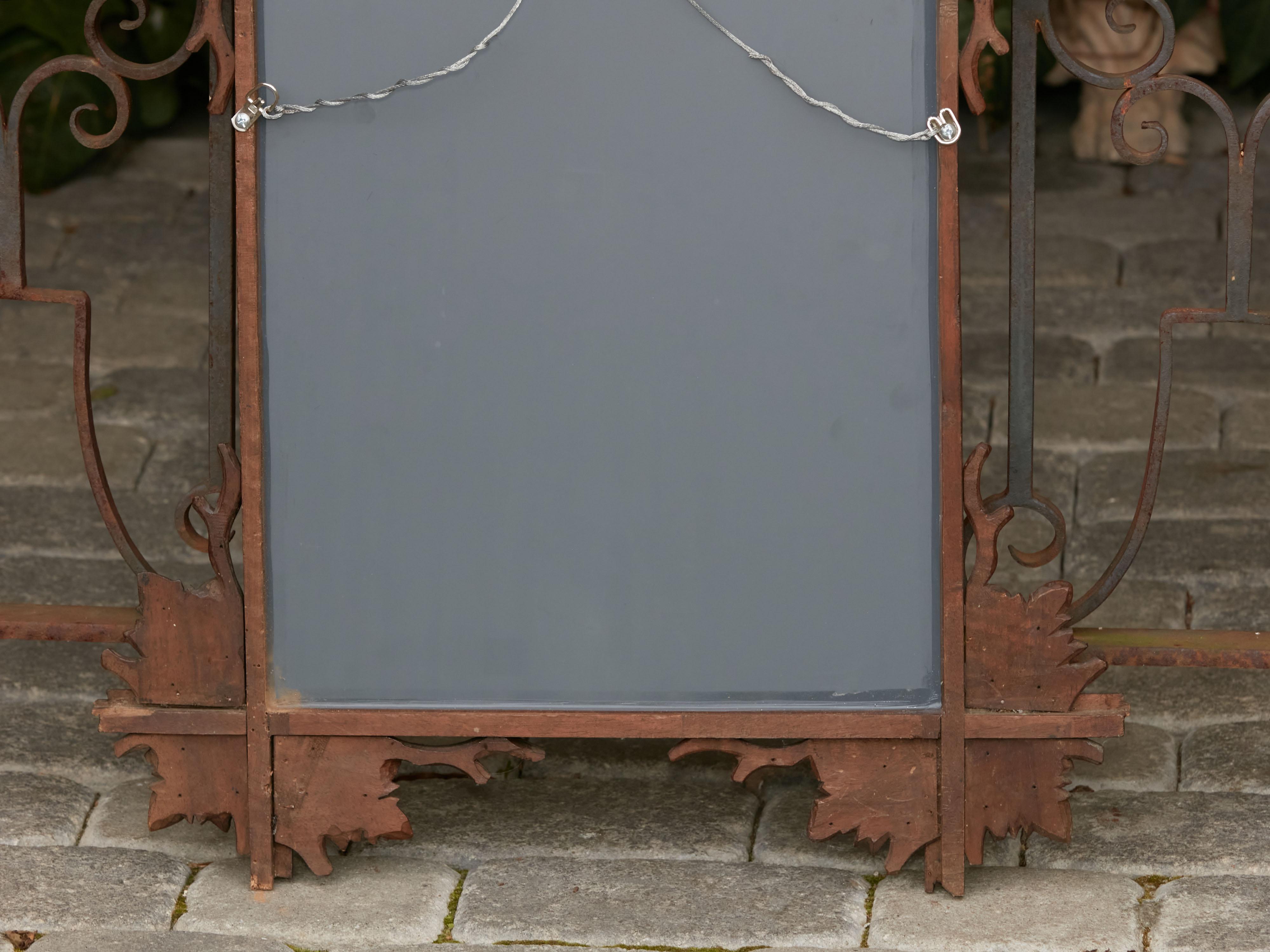 Black Forest Turn of the Century Mirror with Hand-Carved Oak Leaves and Viola 7