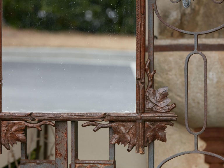 20th Century Black Forest Turn of the Century Mirror with Hand-Carved Oak Leaves and Viola For Sale