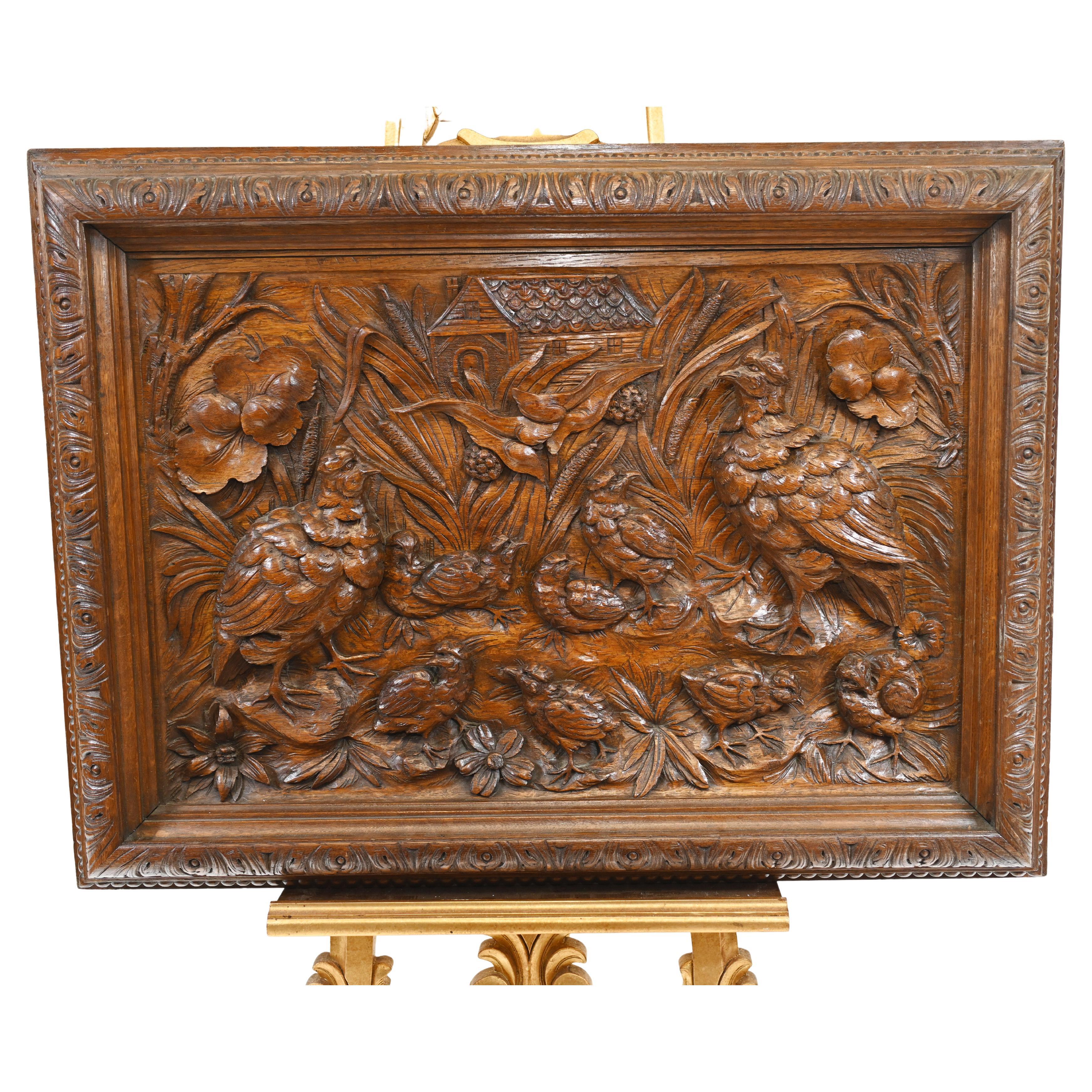 Black Forest Wall Hanging Carved Walnut Decoration 1840 For Sale