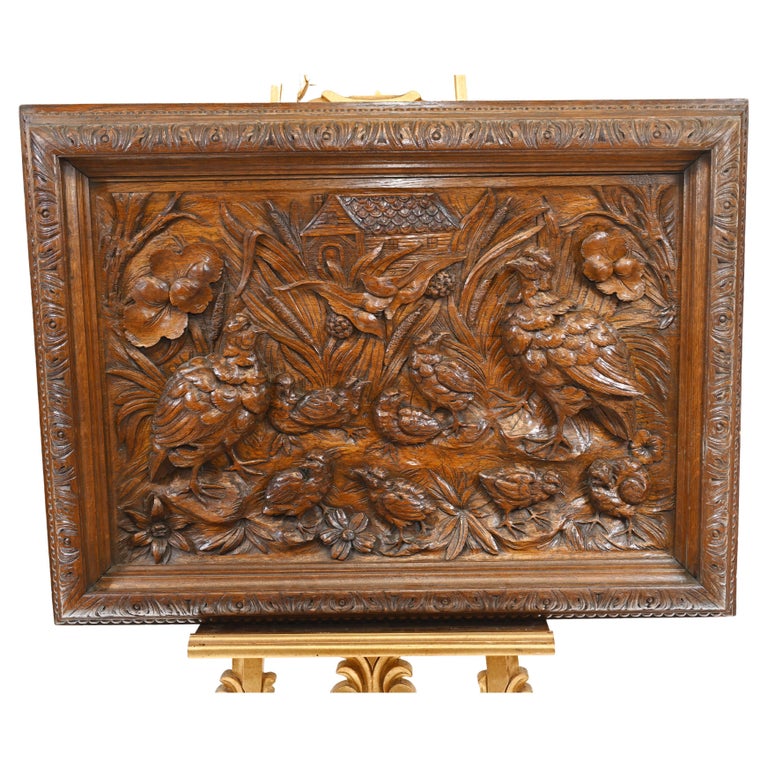 Black Forest Wall Hanging Carved Walnut Decoration 1840 For Sale at 1stDibs