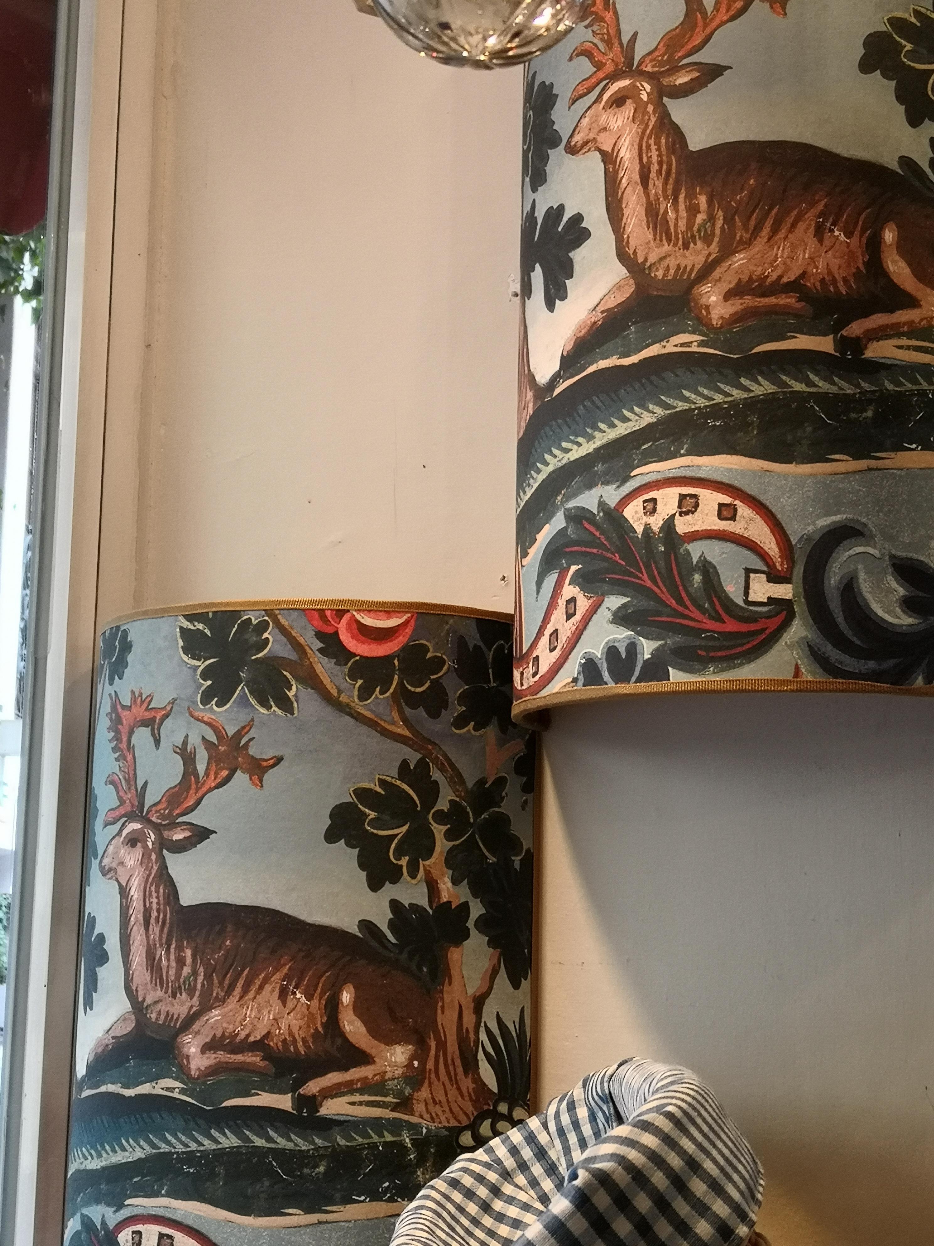 Black Forest Wall Light Shade Wallpaper with Hunting Scene Sofina Kitzbuehel In New Condition For Sale In Kitzbuhel, AT