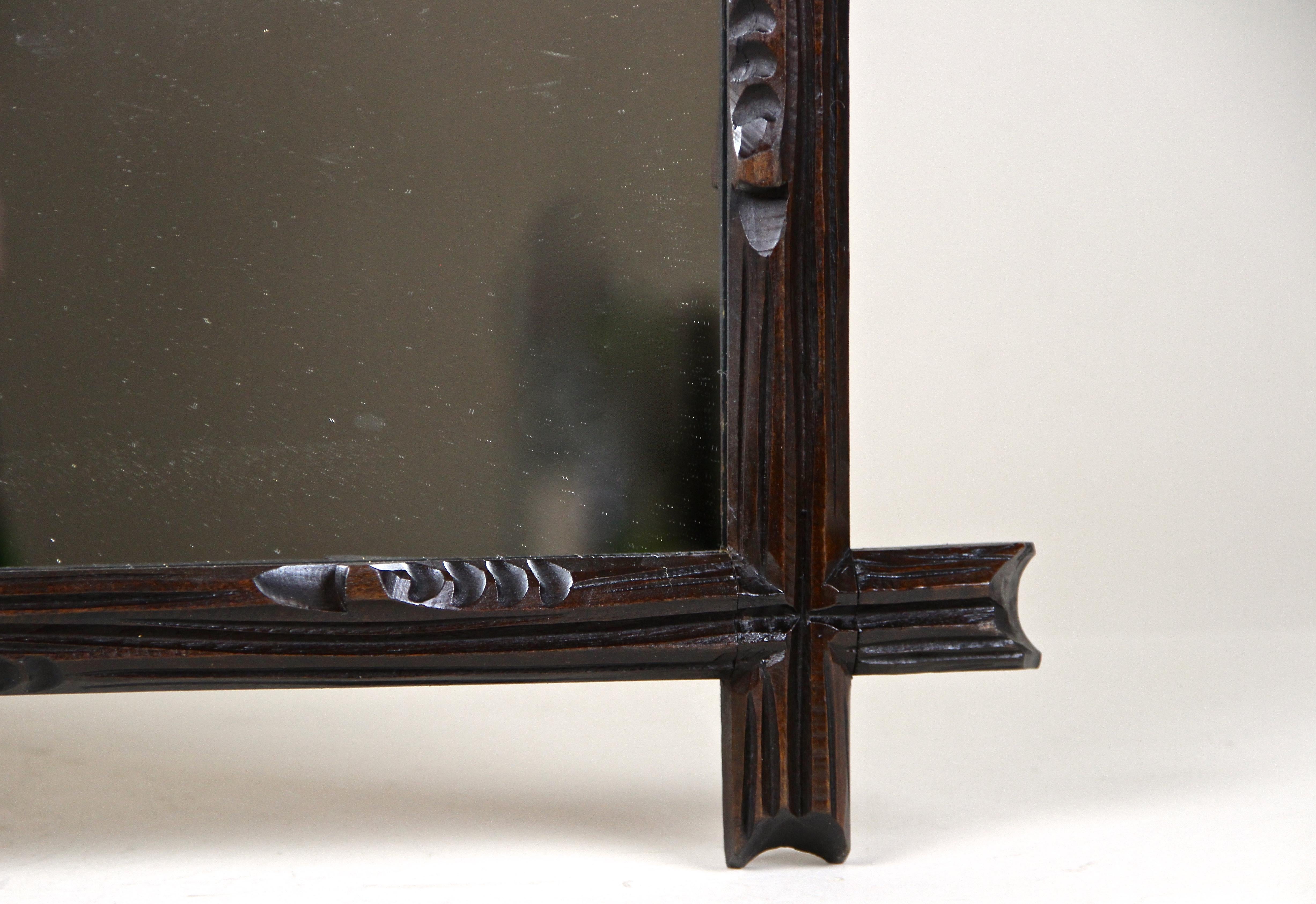 19th Century Black Forest Wall Mirror Basswood Hand Carved, Austria, circa 1890 For Sale