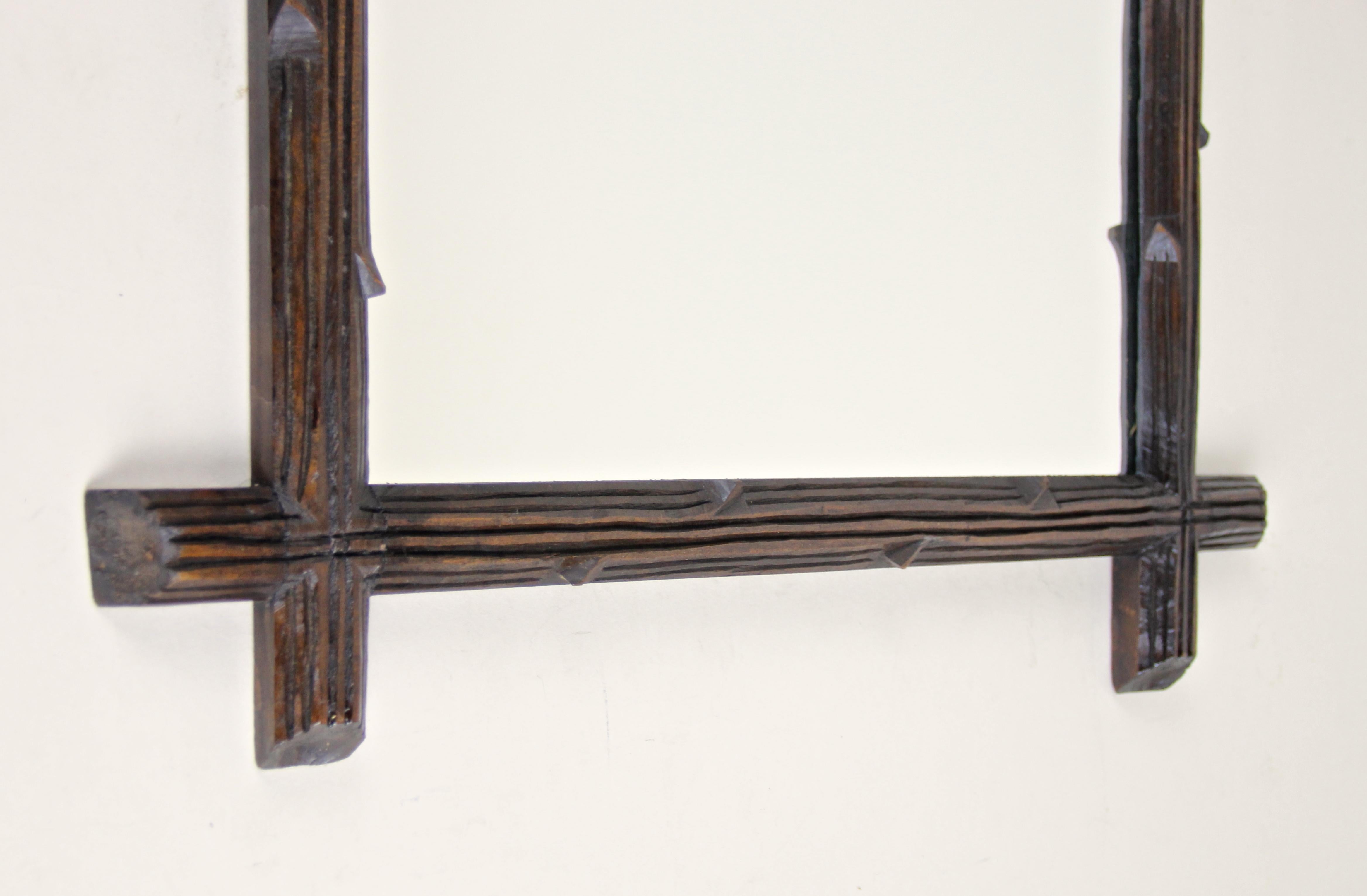 Softwood Black Forest Wall Mirror Hand Carved, Austria, circa 1880 For Sale